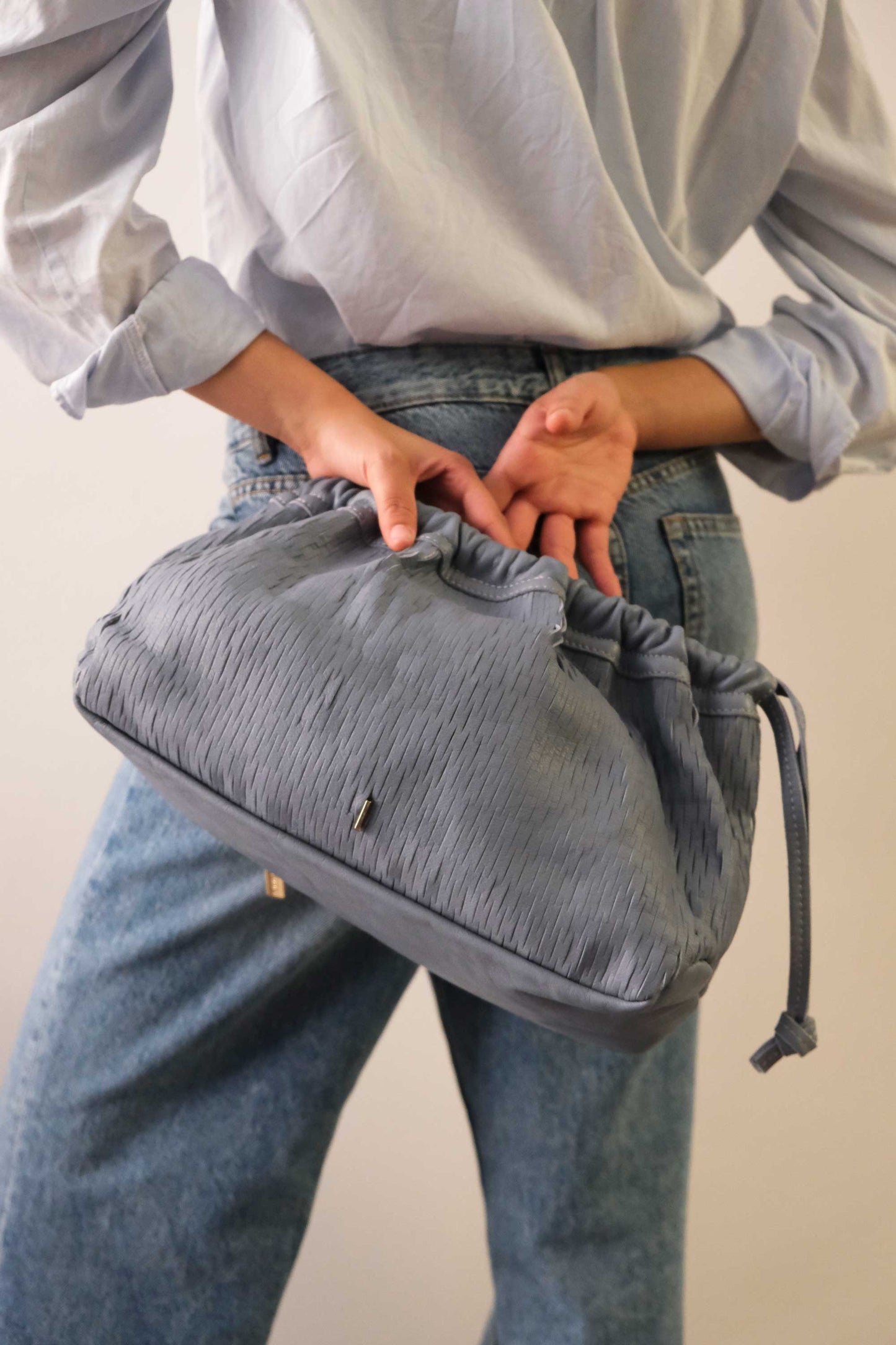 Agnes bucket in rain perforated leather - Made in Italy -
