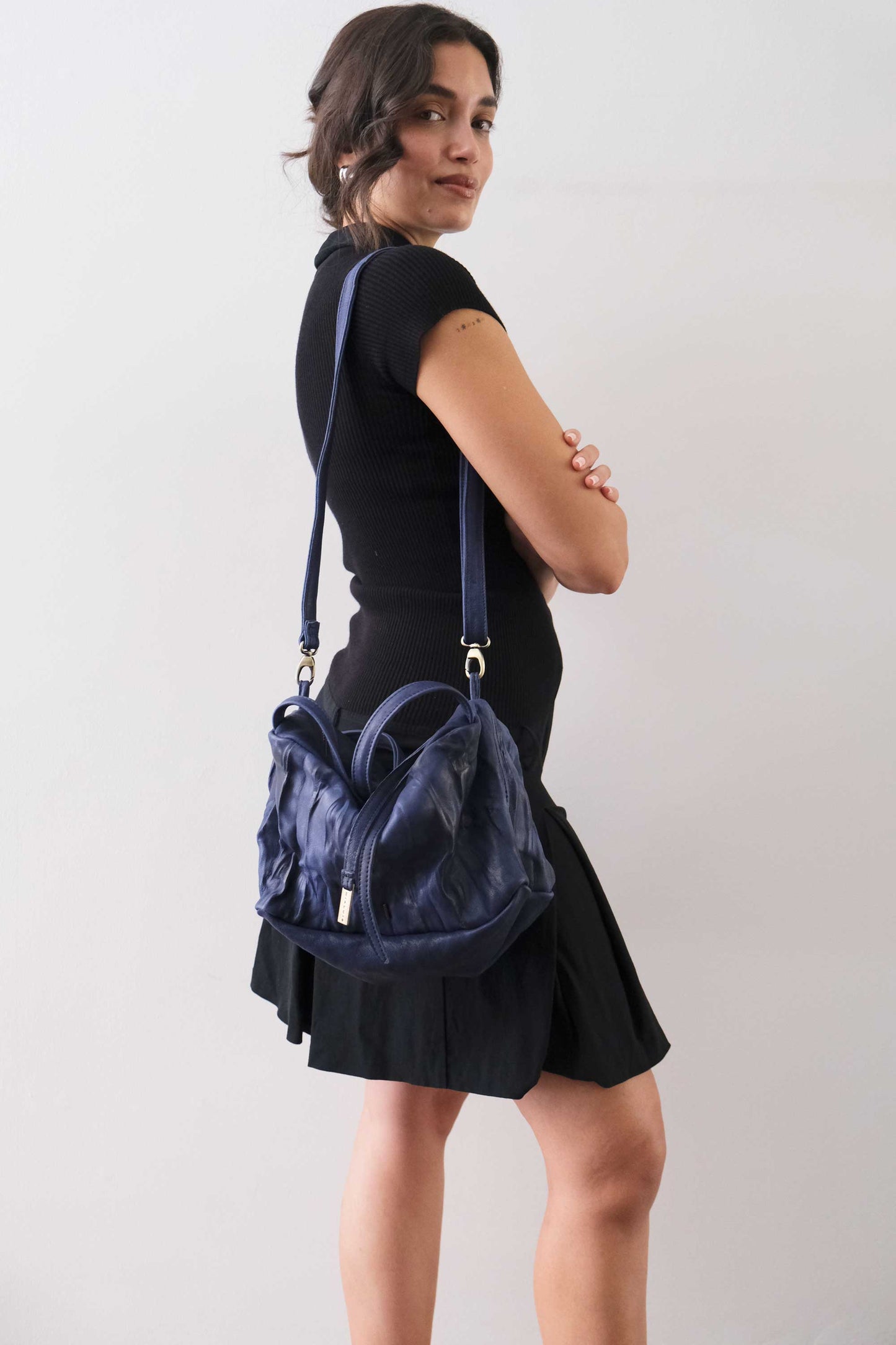 PRE ORDER discount 15%-Bobo top handle bag in cobalto nappa lomè soft leather - use code PREORDER15 - ESTIMATED DELIVERY SEPTEMBER 15- Made in Italy -