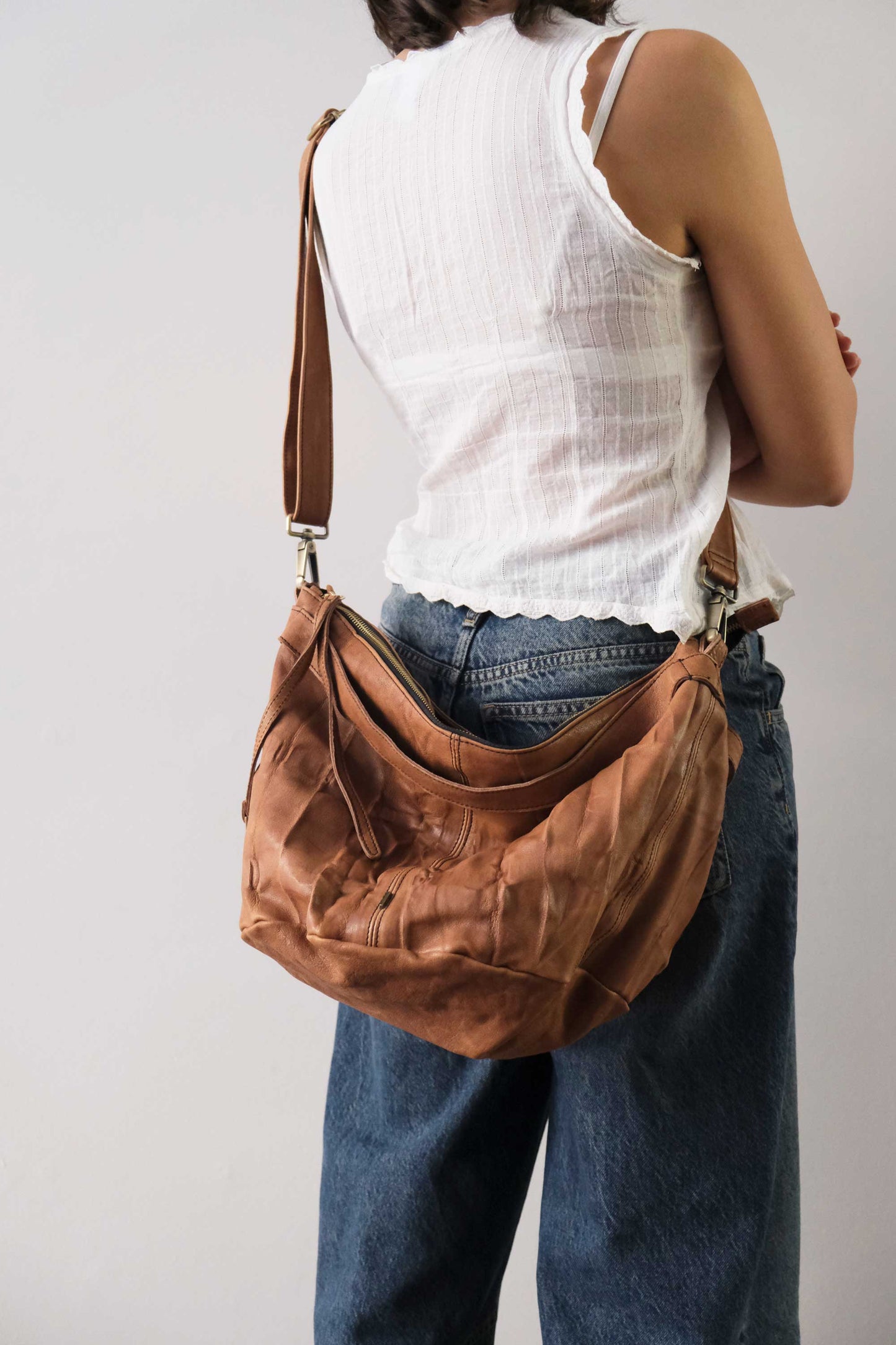 Carola bag cioccolato morbida nappa lomè - Made in Italy -