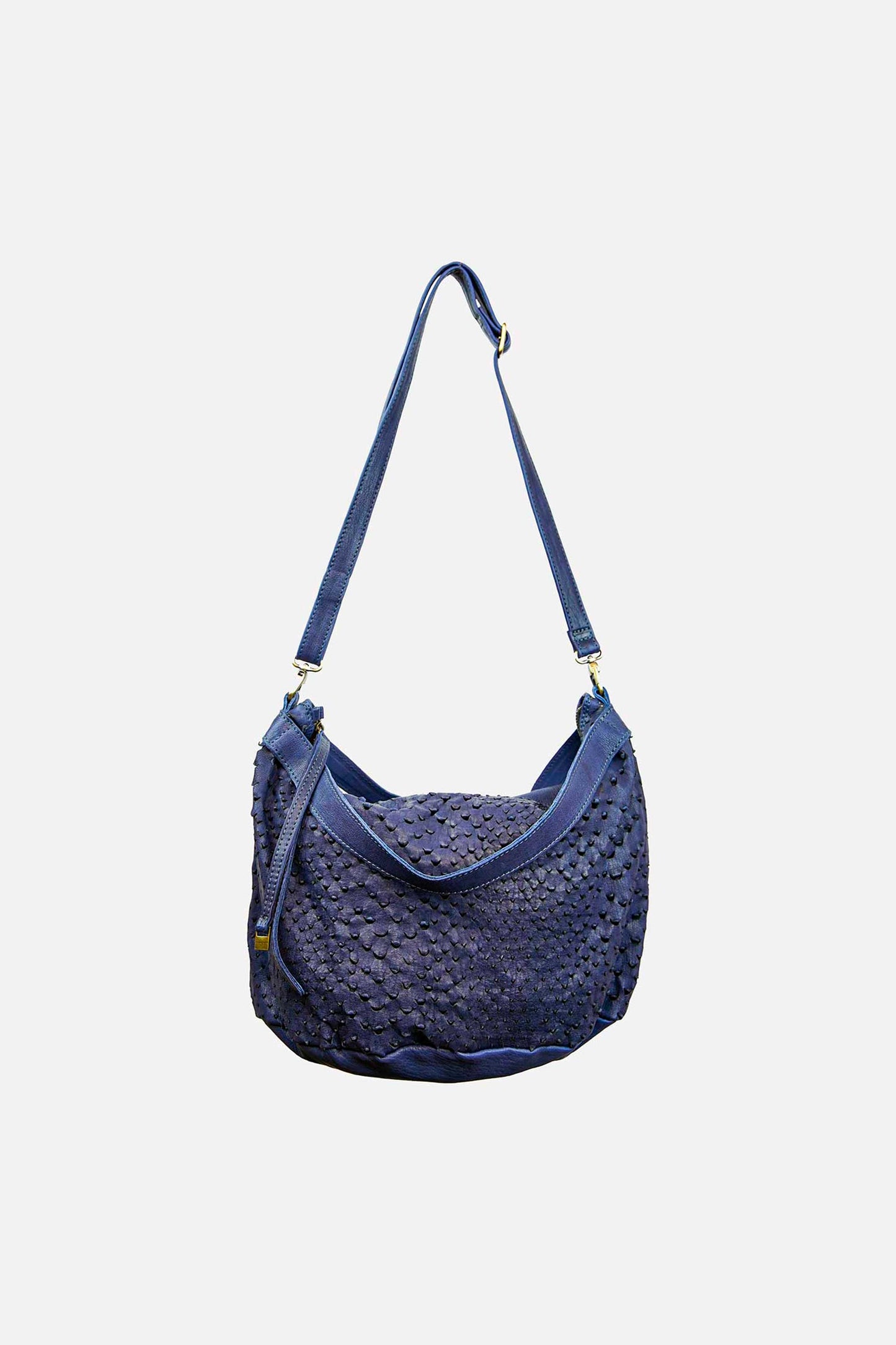 Carola bag in cobalto perforated leather - Made in Italy -