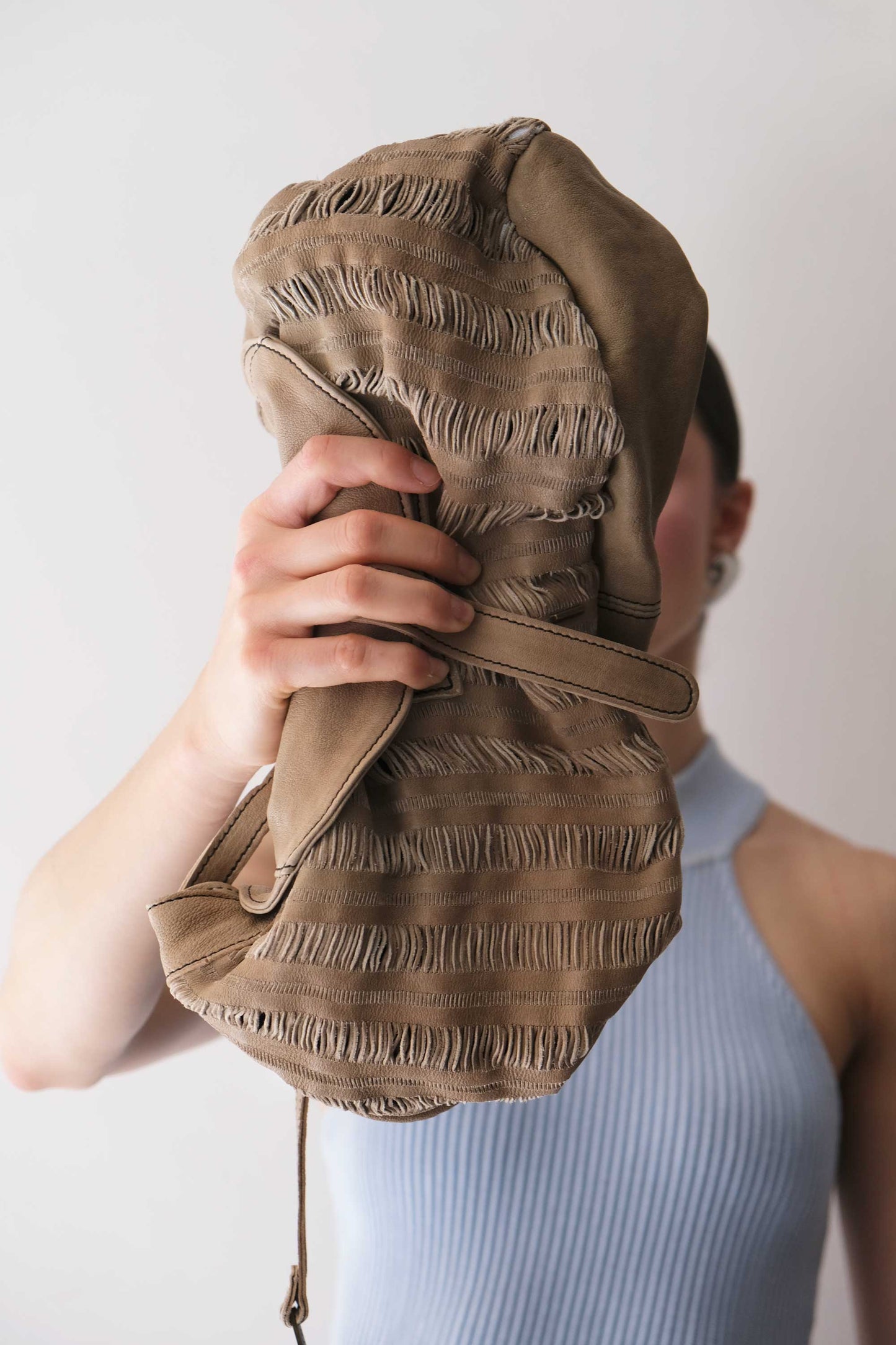 Do saddle bag shark in soft nappa fringe - Made in Italy -