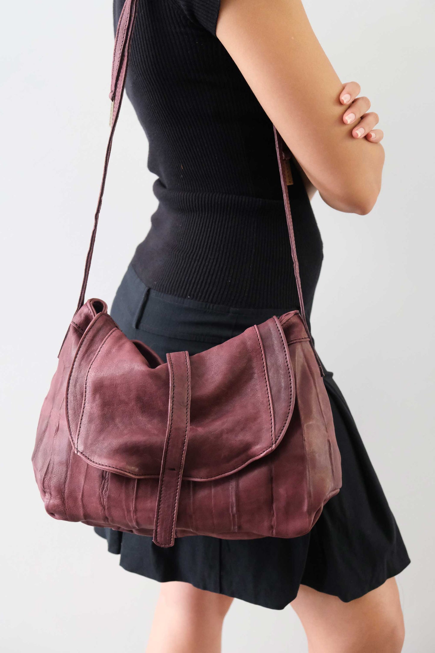 PRE ORDER discount 15%-Do saddle bag in plum soft nappa lomé - use code PREORDER15 - ESTIMATED DELIVERY SEPTEMBER 15- Made in Italy -