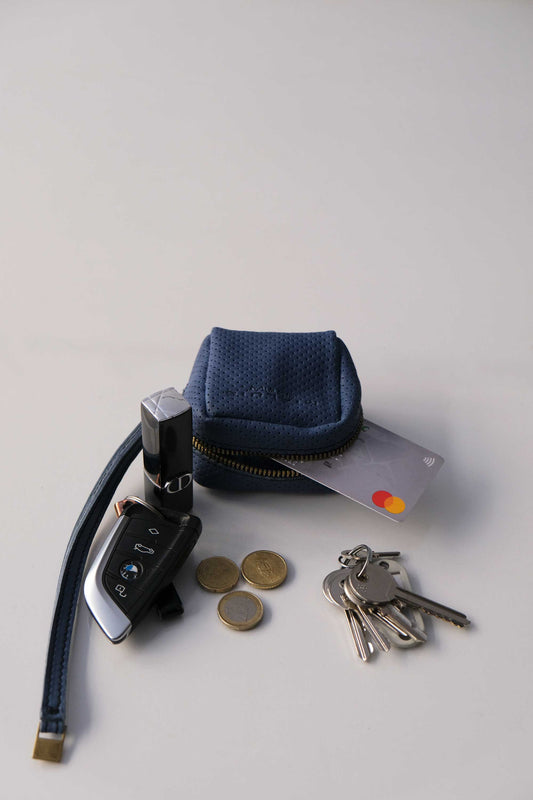 Dream box mini pochette in nappa forata denim - Made in Italy -
