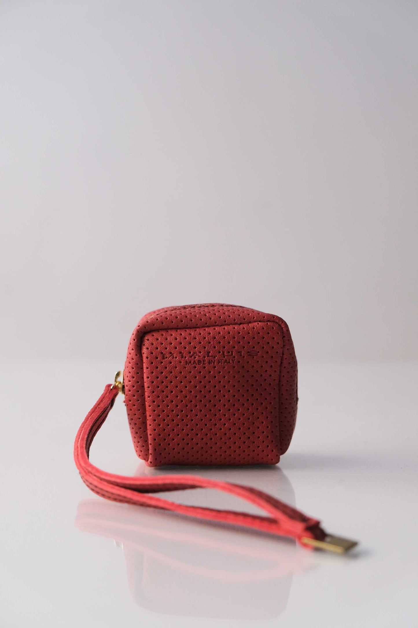 Dream box mini pochette in nappa forata rossa - Made in Italy -
