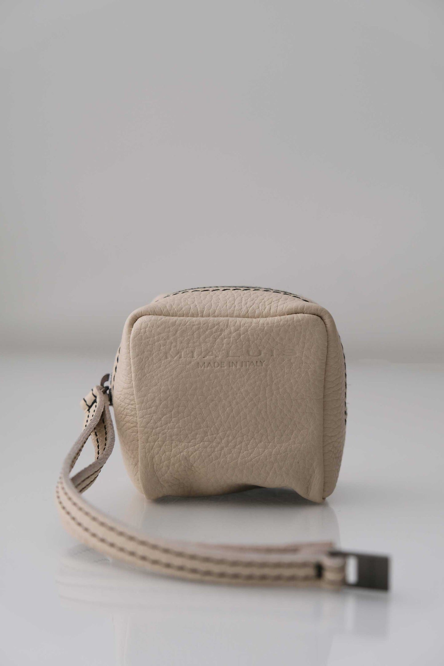 Dream box mini pochette in morbida pelle crema - Made in Italy -