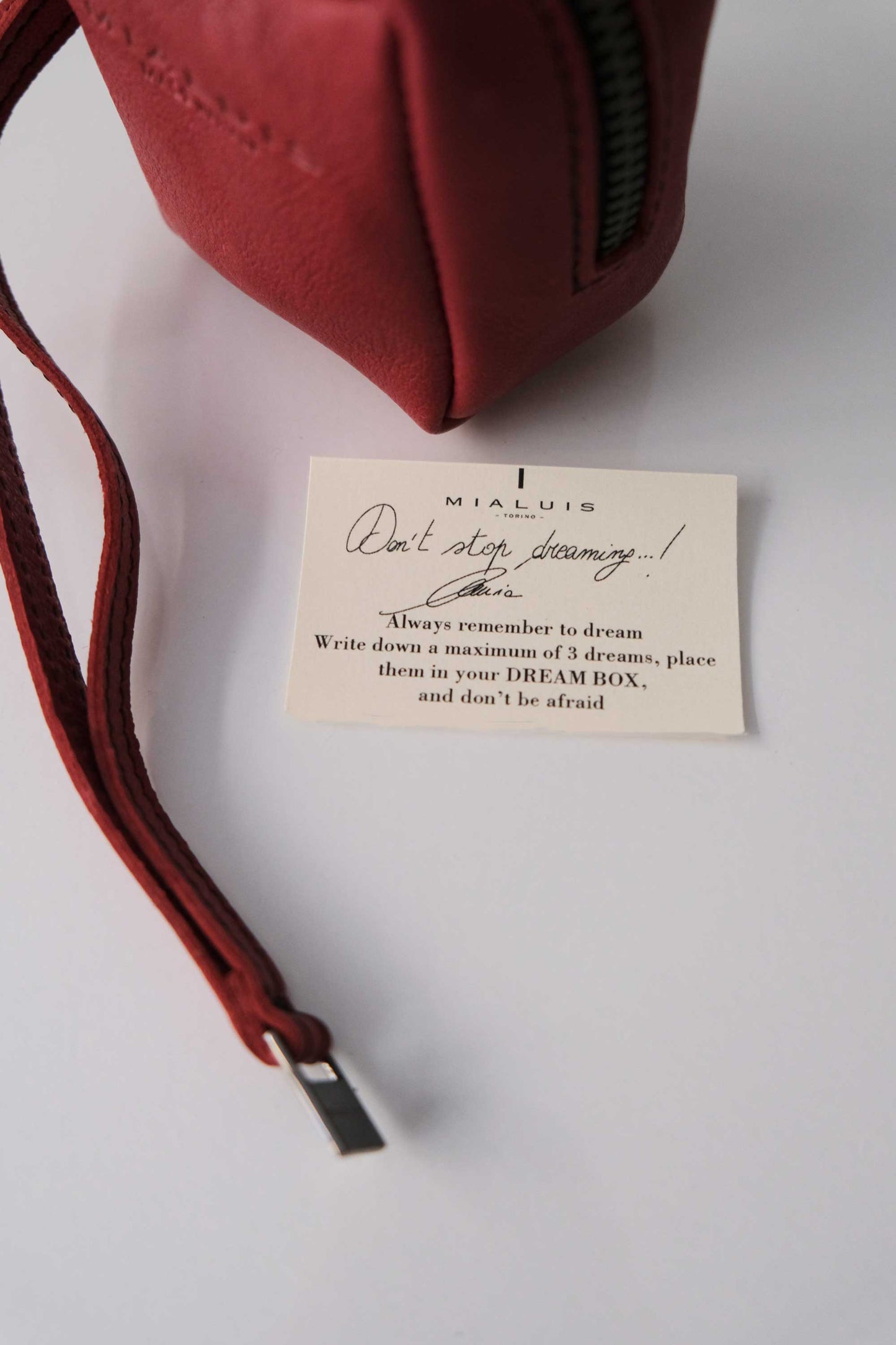 Dream box mini pochette in nappa rossa conciata al vegetale - Made in Italy -