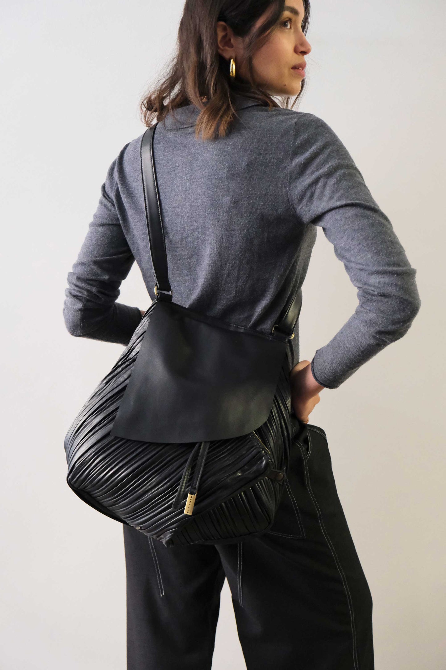 PRE ORDER discount 15%-Gabri tote bag in pleated black colour nappa leather  - use code PREORDER15 - DELIVERY IS ESTIMATED WITHIN APPROXIMATELY 30 DAYS FROM THE ORDER DATE - Made in Italy -