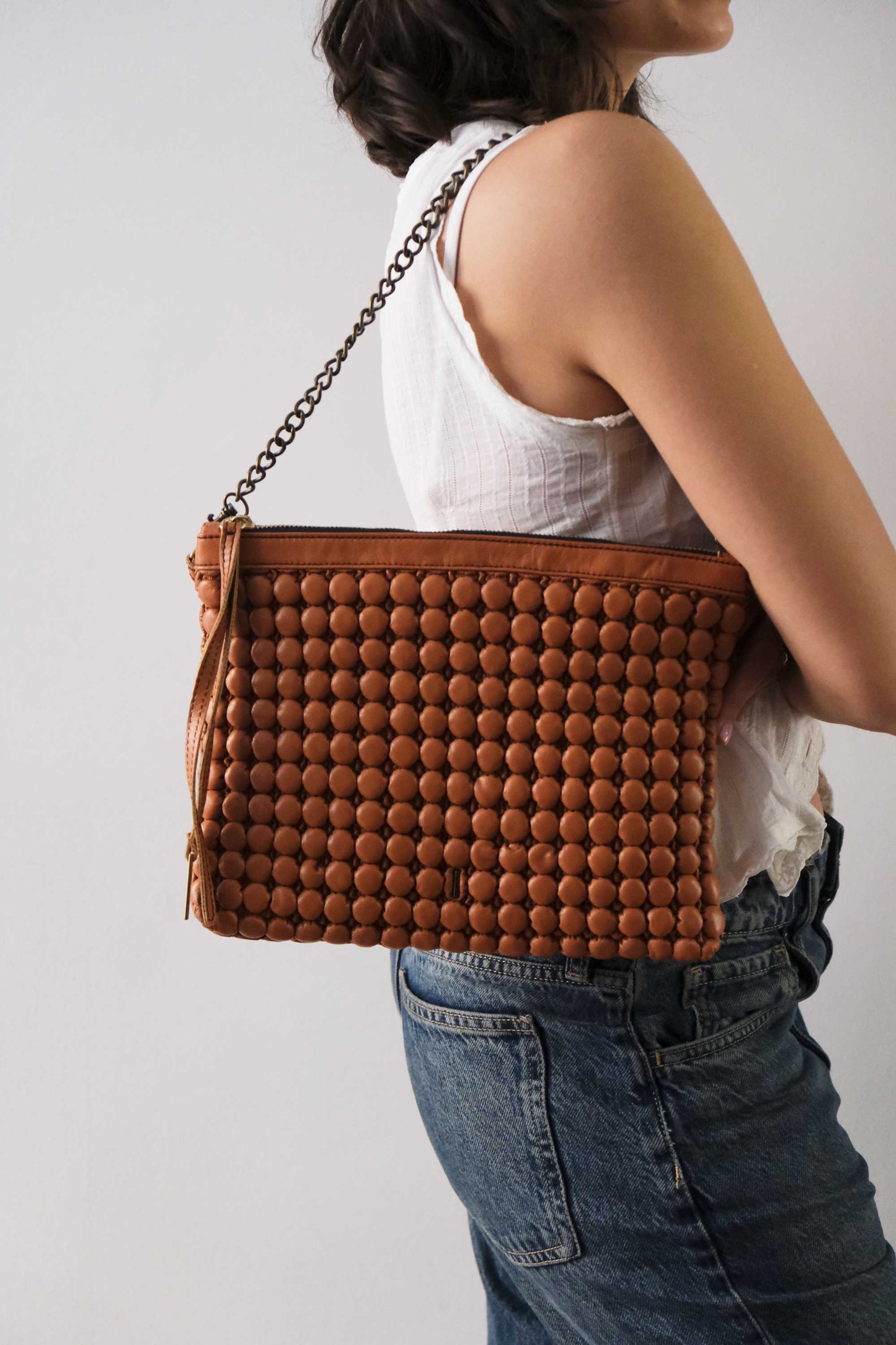 Zoe in pleated bubble biscuit soft nappa leather - Made in Italy -