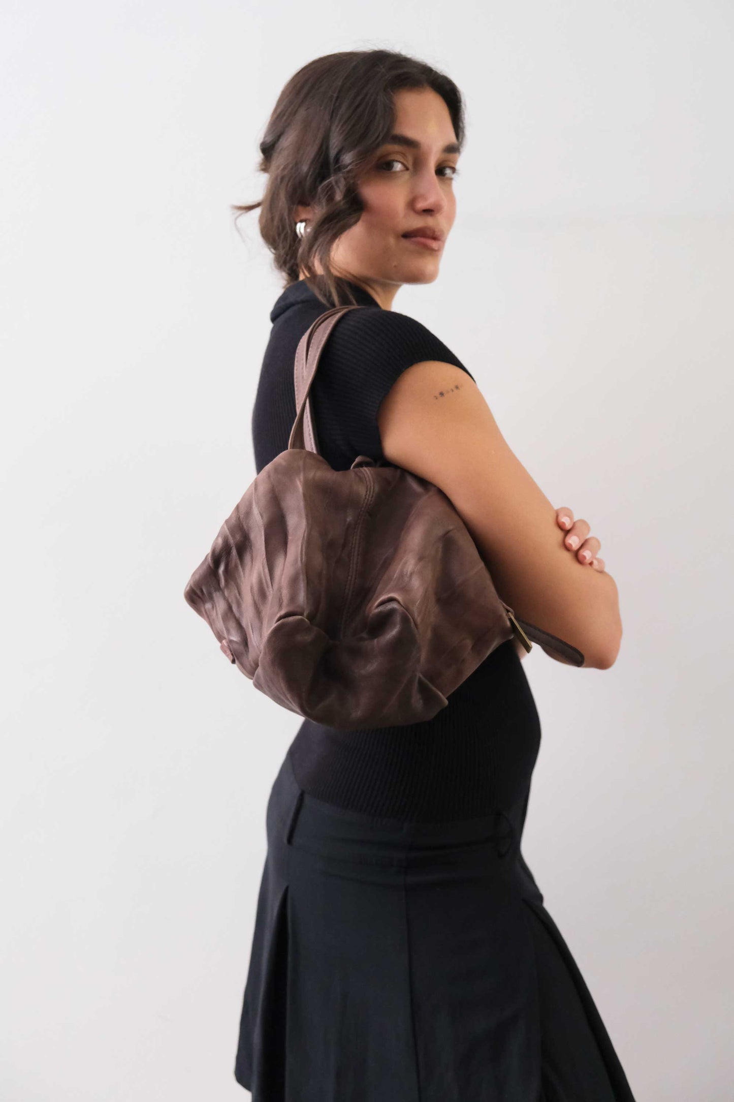 PRE ORDER discount 15%-Bobo top handle bag in brown nappa lomè soft leather - use code PREORDER15 - ESTIMATED DELIVERY SEPTEMBER 15- Made in Italy -