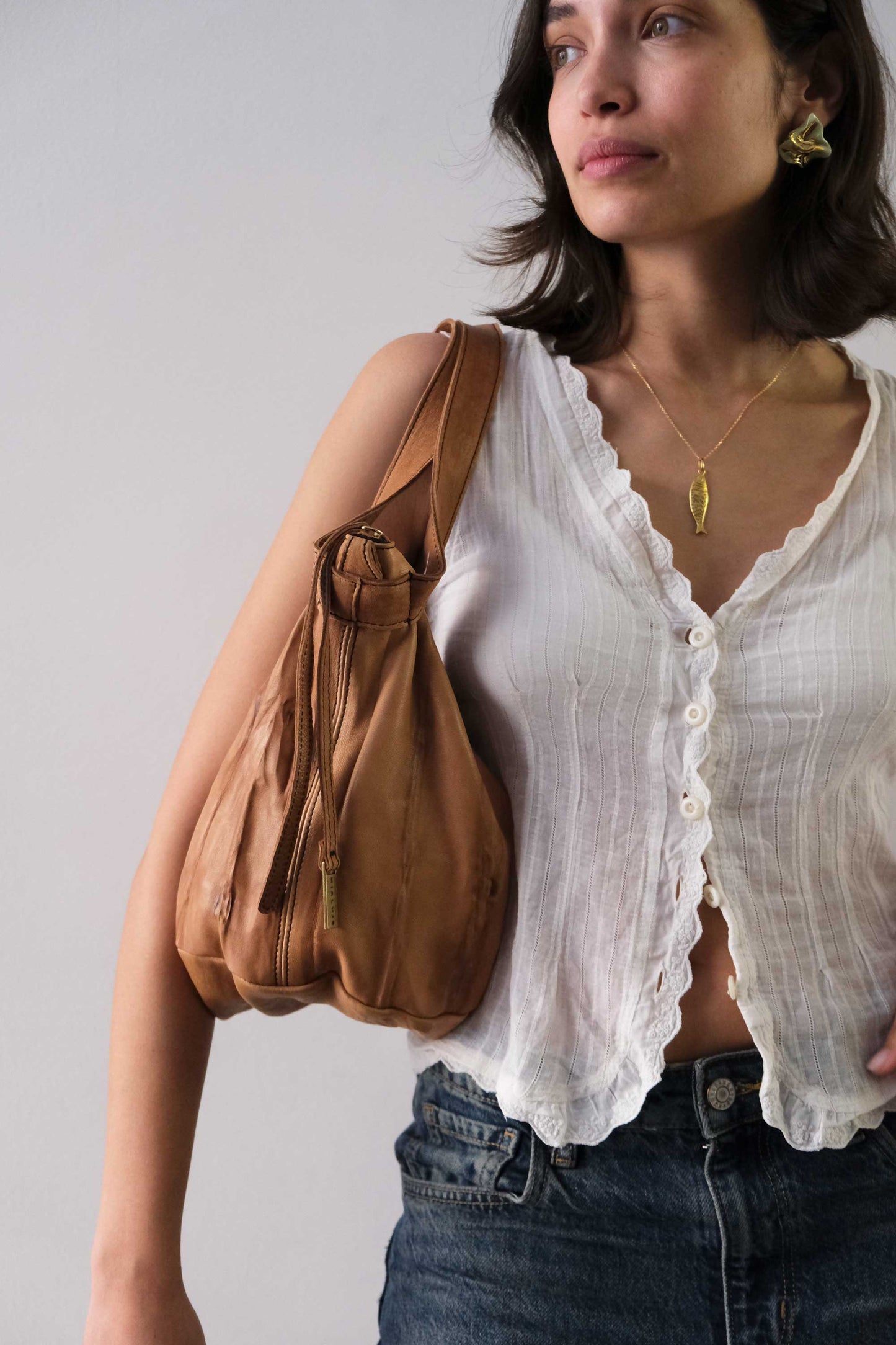 Carola bag cognac morbida nappa lomè - Made in Italy -