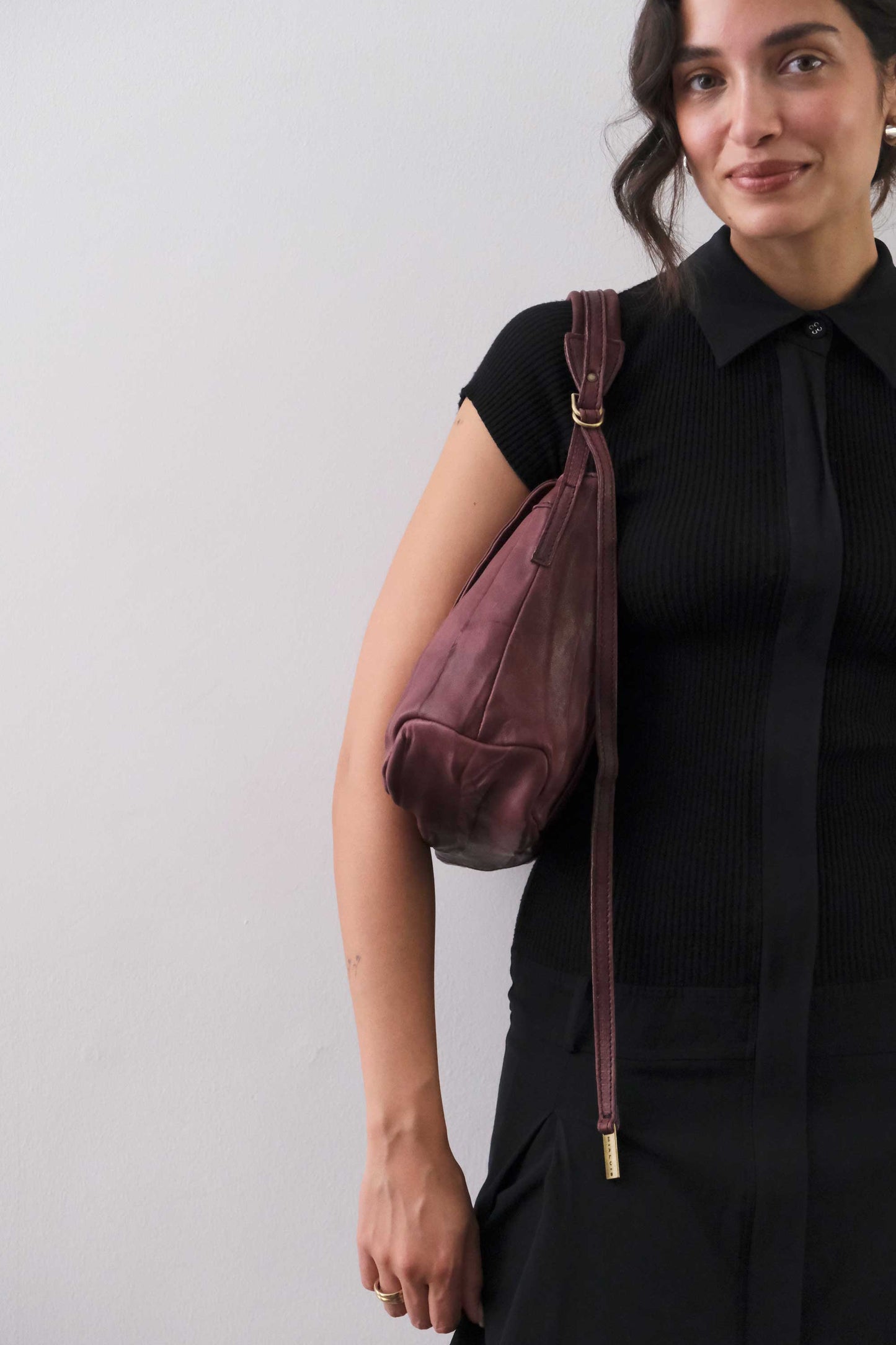 PRE ORDER discount 15%-Do saddle bag in plum soft nappa lomé - use code PREORDER15 - ESTIMATED DELIVERY SEPTEMBER 15- Made in Italy -