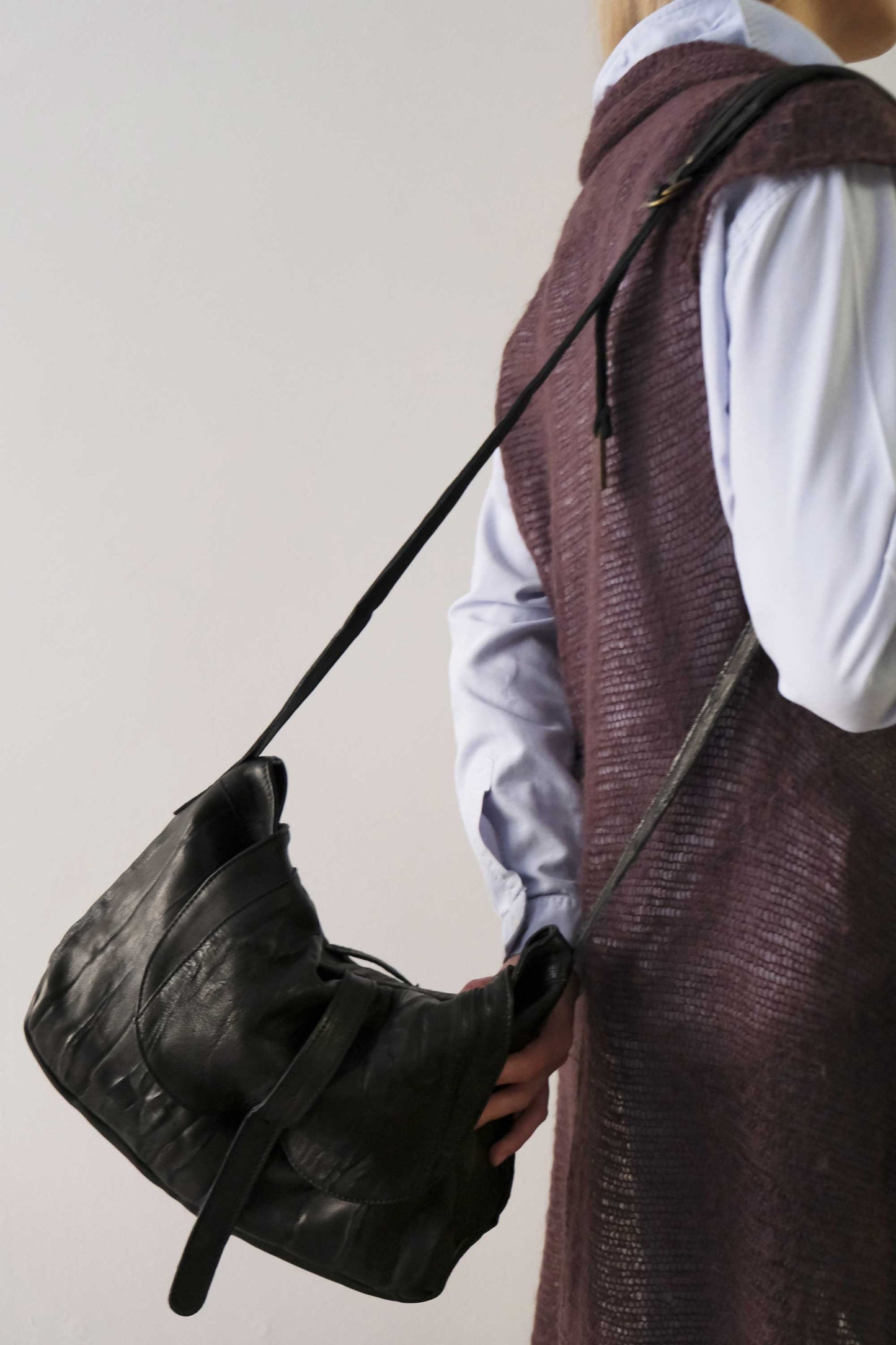 Do saddle bag black in soft nappa lomé - Made in Italy -