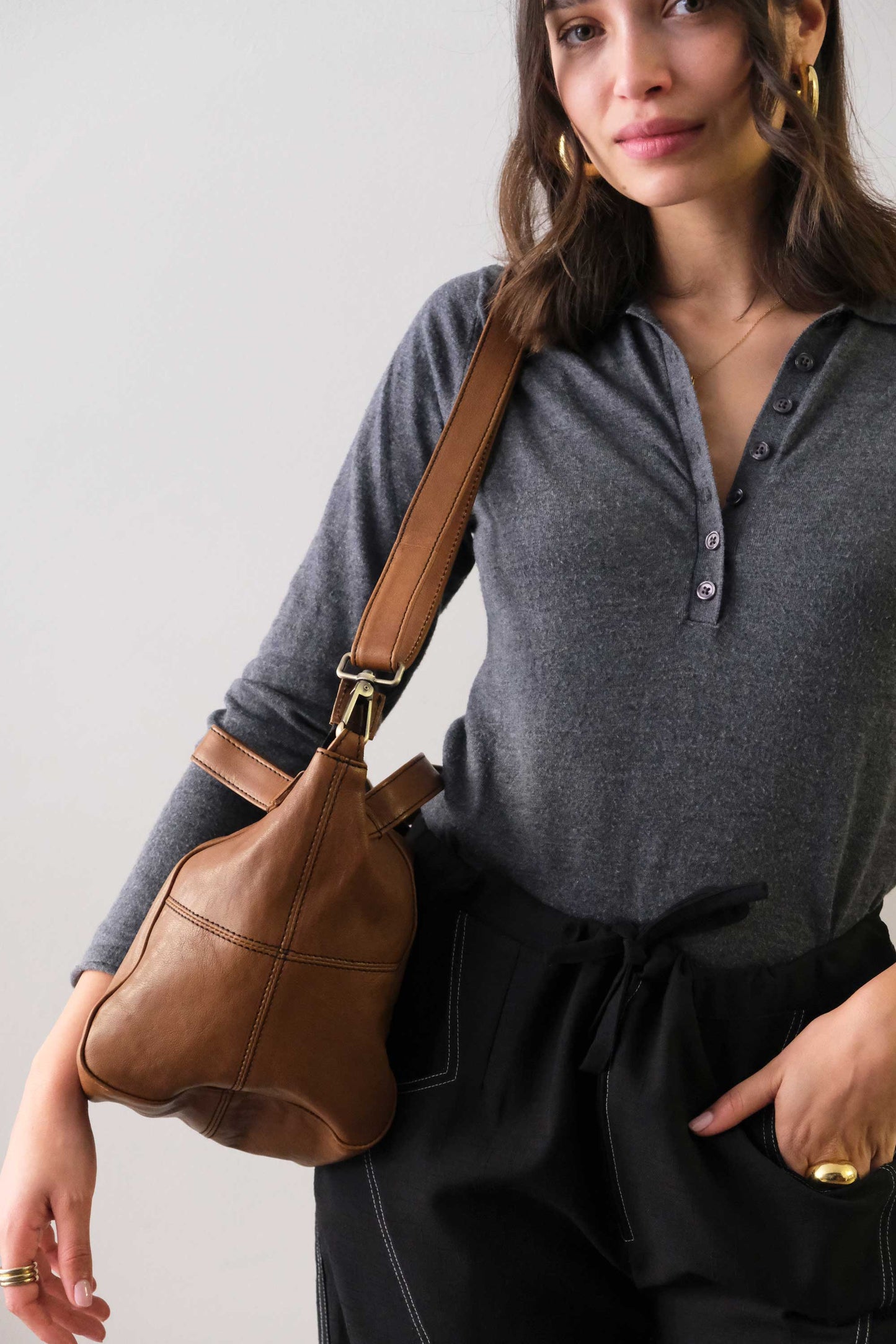 PRE ORDER discount 15%- Marty bag in cognac soft nappa - use code PREORDER15- DELIVERY DELIVERY END MARCH - Made in Italy -