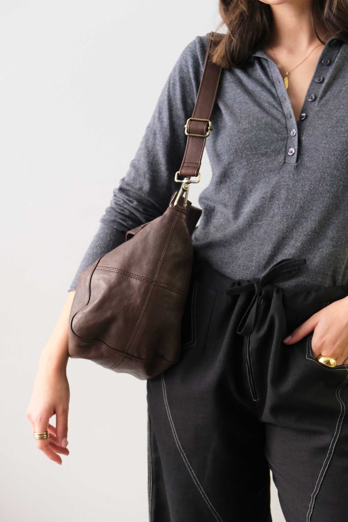 Marty bag in brown soft nappa - Made in Italy -