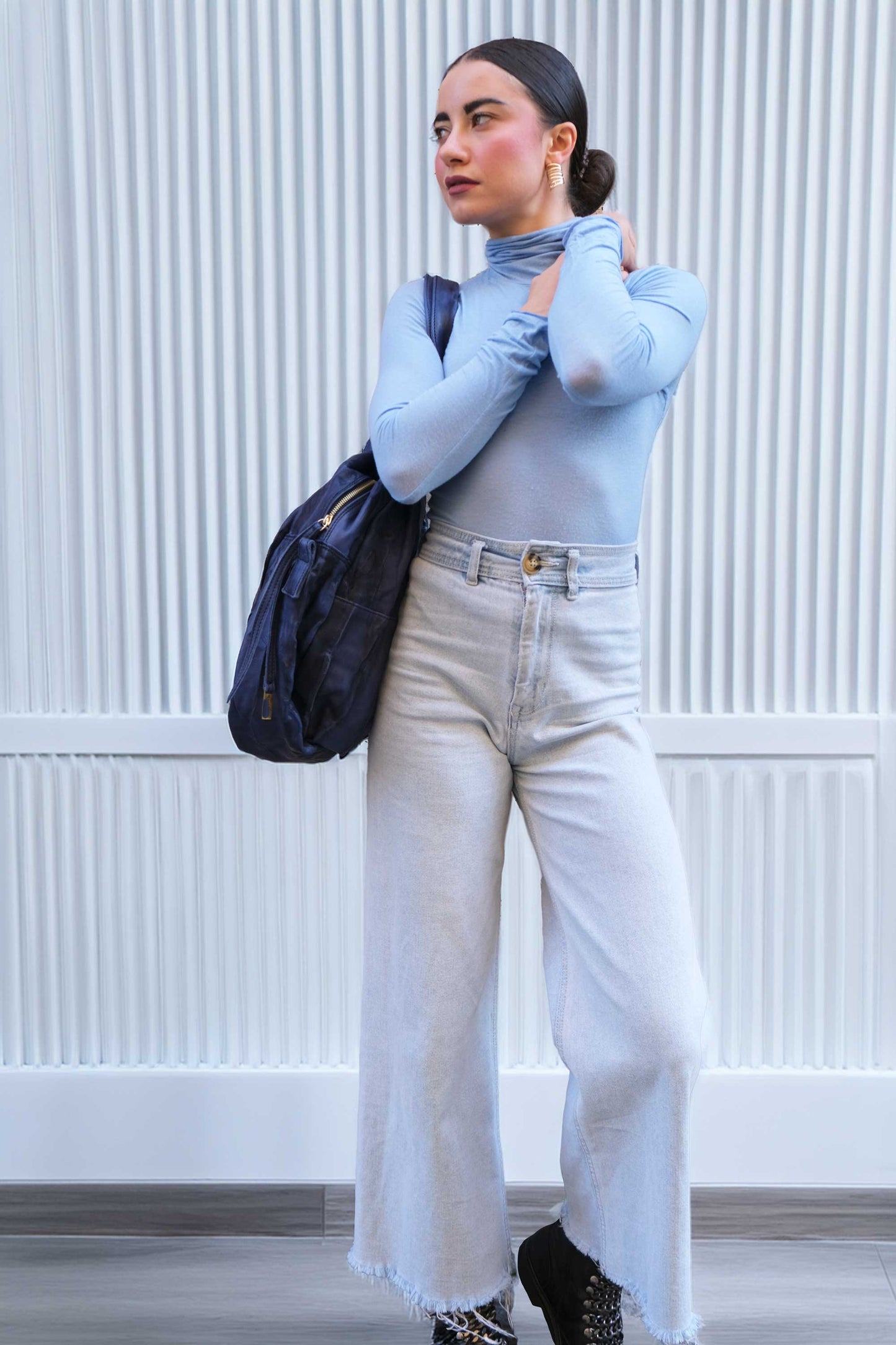 Riri tote bag in soft nappa lomé cobalt - Made in Italy -