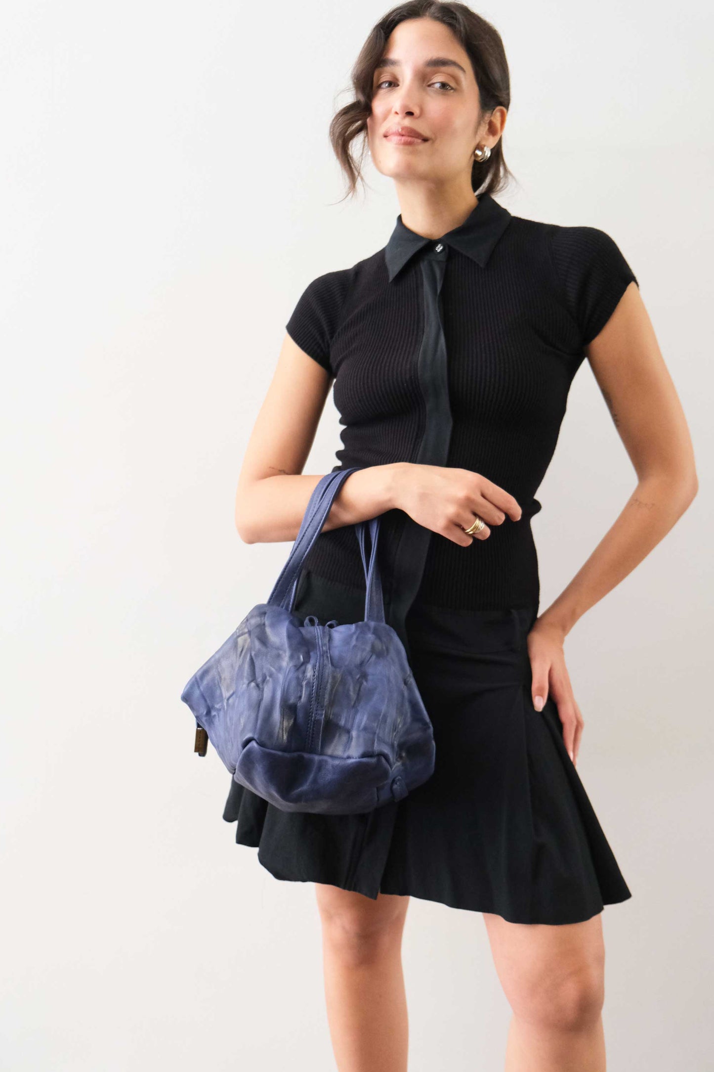 PRE ORDER discount 15%-Bobo top handle bag in cobalto nappa lomè soft leather - use code PREORDER15 - ESTIMATED DELIVERY SEPTEMBER 15- Made in Italy -