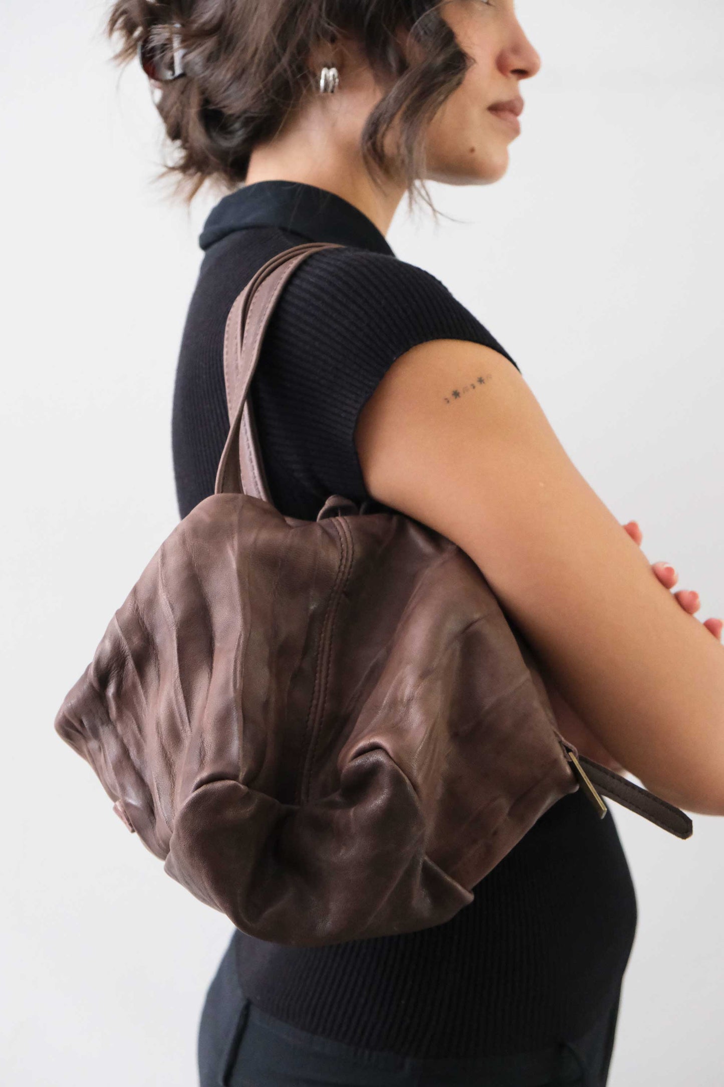 PRE ORDER discount 15%-Bobo top handle bag in brown nappa lomè soft leather - use code PREORDER15 - ESTIMATED DELIVERY SEPTEMBER 15- Made in Italy -