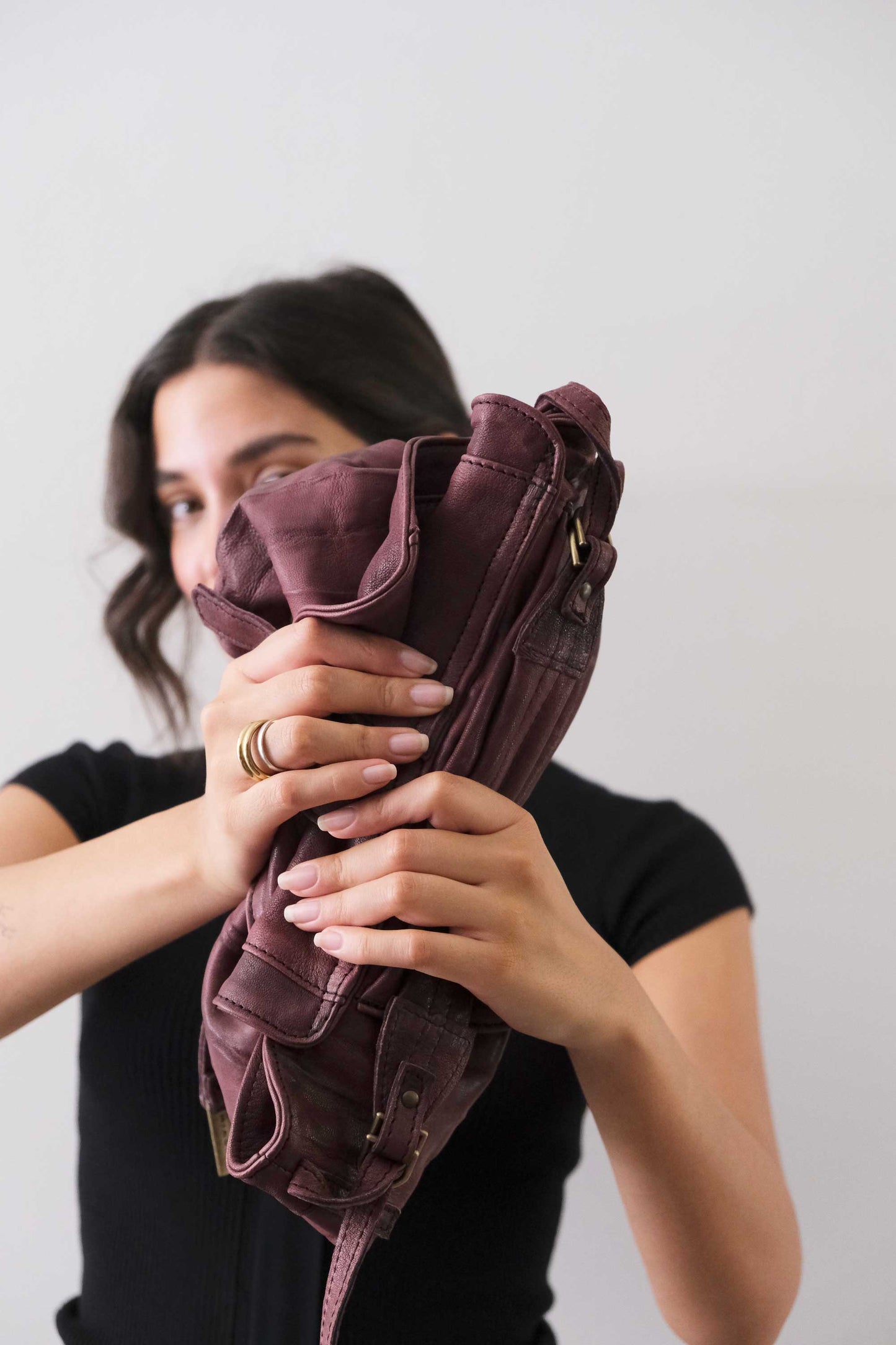 PRE ORDER discount 15%-Do saddle bag in plum soft nappa lomé - use code PREORDER15 - ESTIMATED DELIVERY SEPTEMBER 15- Made in Italy -