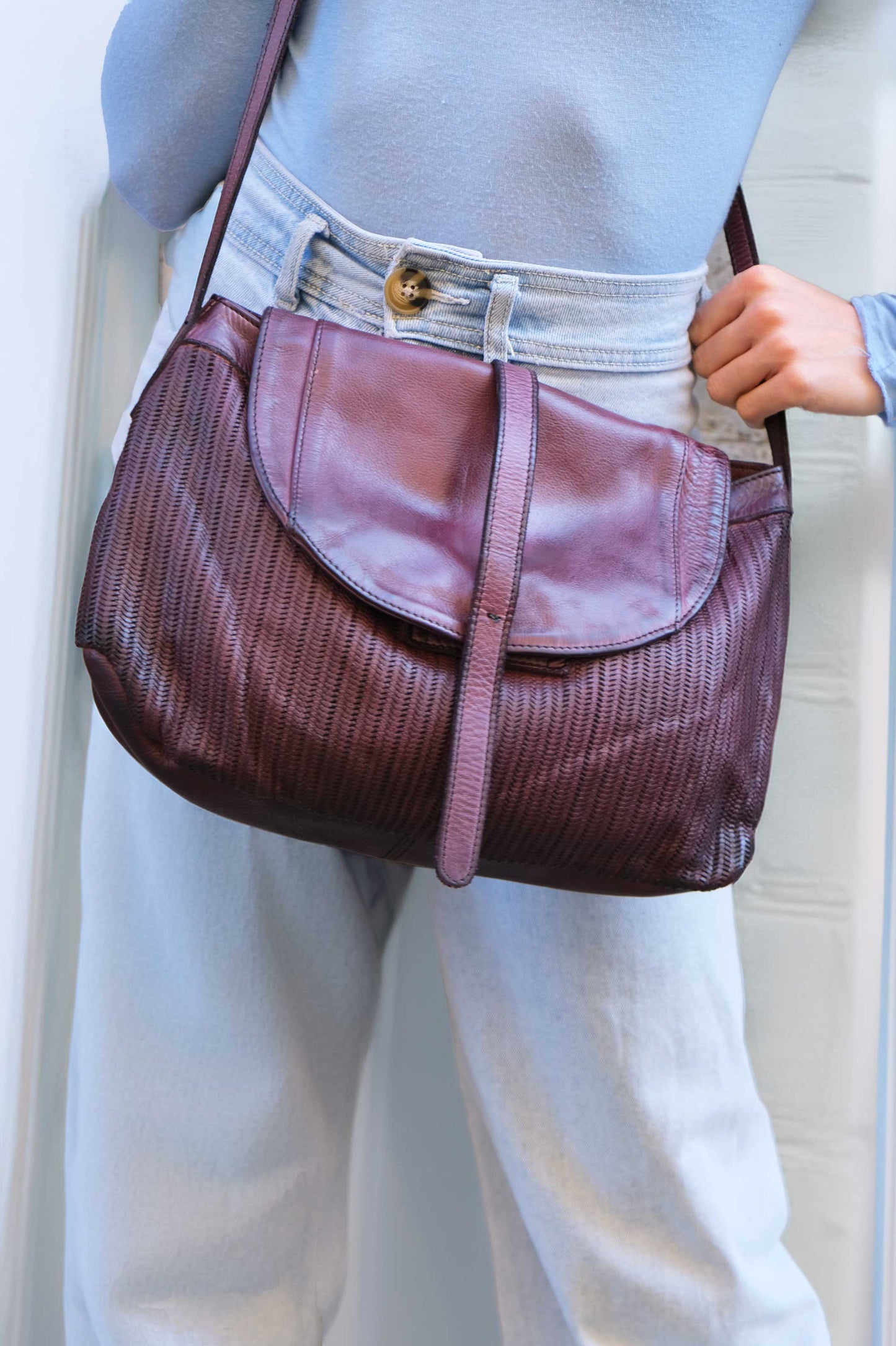 Do saddle bag in plum turner calf soft leather - Made in Italy -