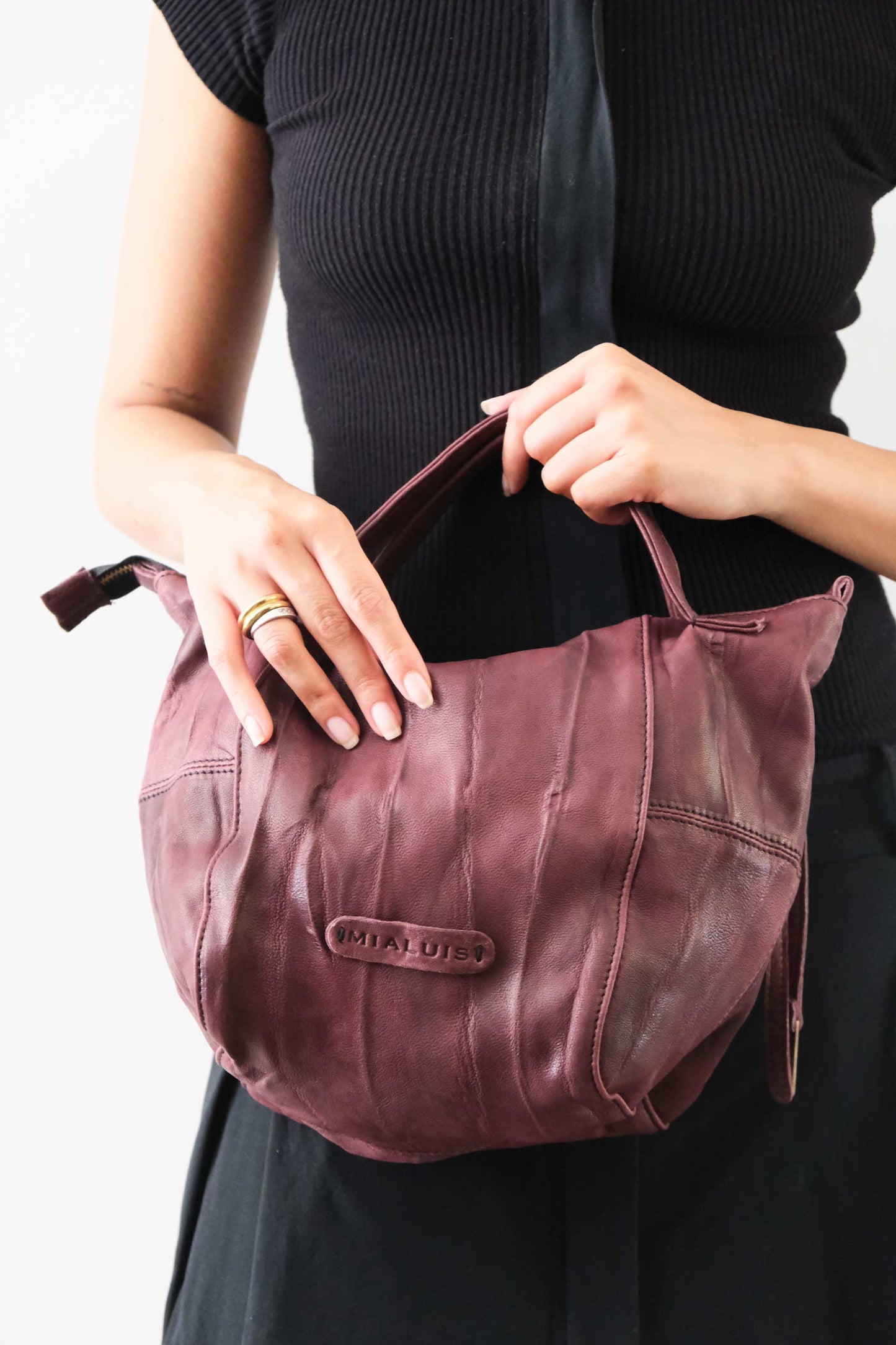 PRE ORDER discount 15%- Marty bag in plum soft washed nappa lome - use code PREORDER15 - ESTIMATED DELIVERY SEPTEMBER 15- Made in Italy -