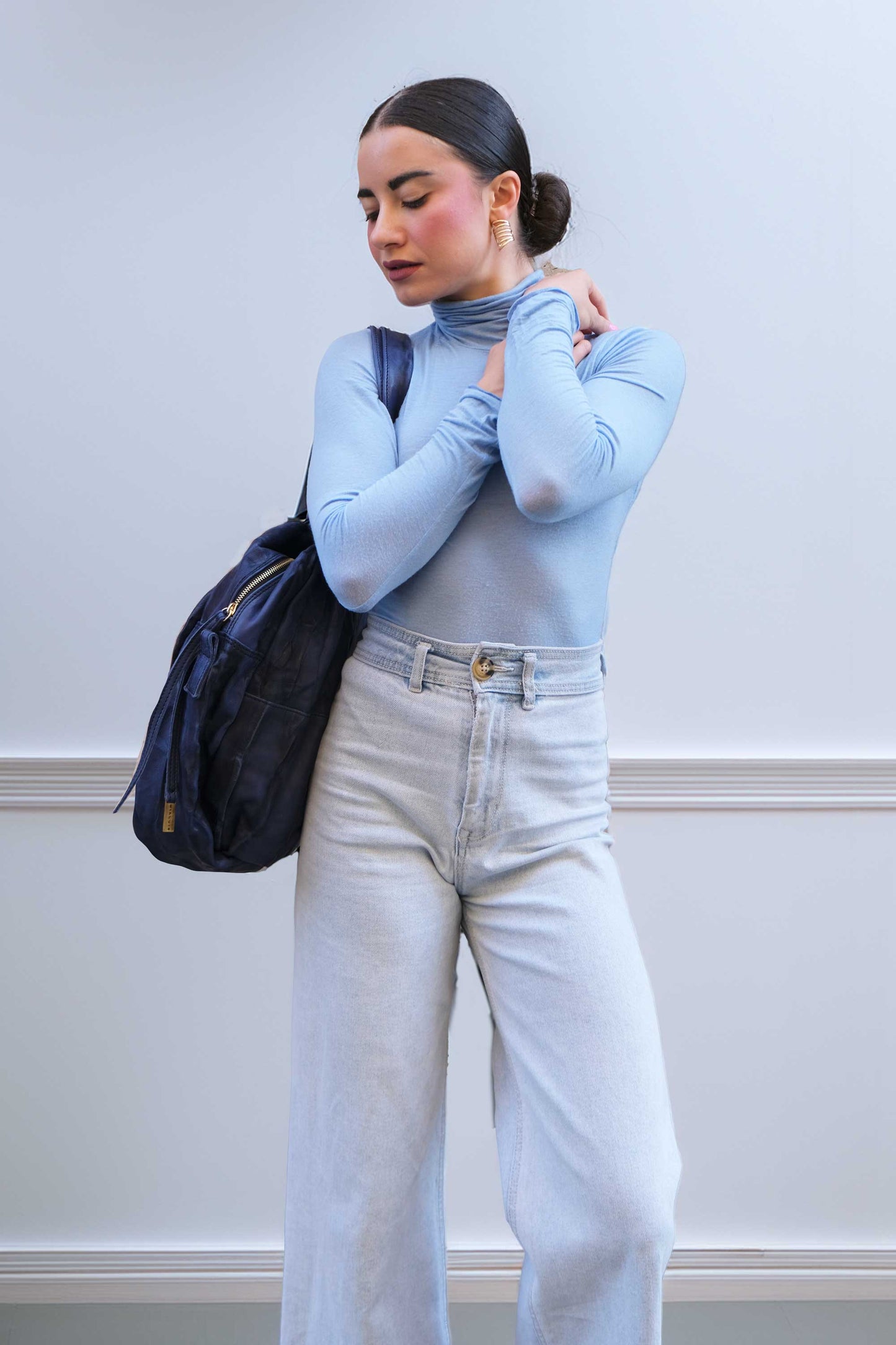 Riri tote bag in soft nappa lomé cobalt - Made in Italy -