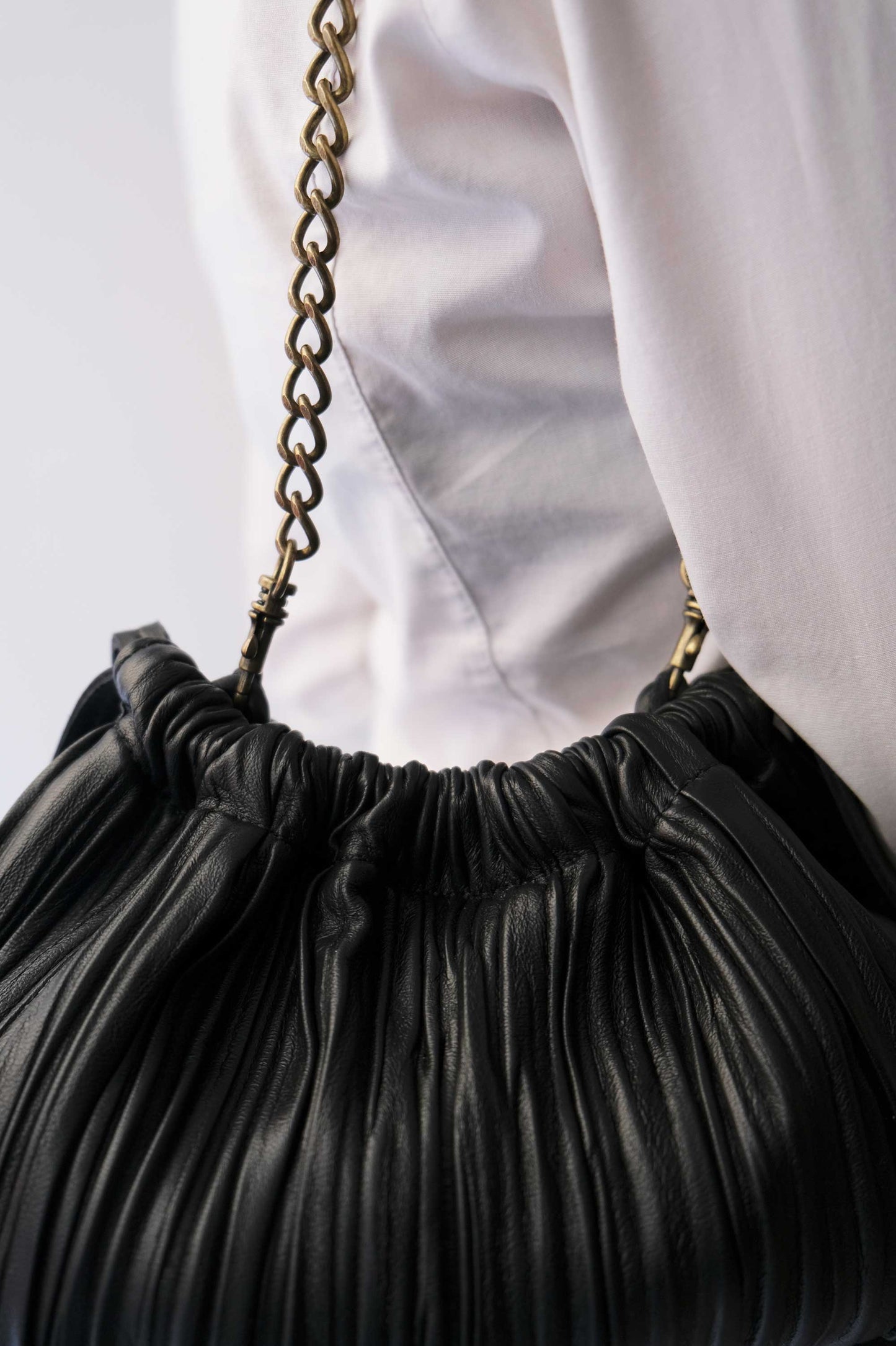 PRE ORDER discount 15%-Agnes mini pochette in black pleated leather- use code PREORDER15 - ESTIMATED DELIVERY SEPTEMBER 15- Made in Italy -