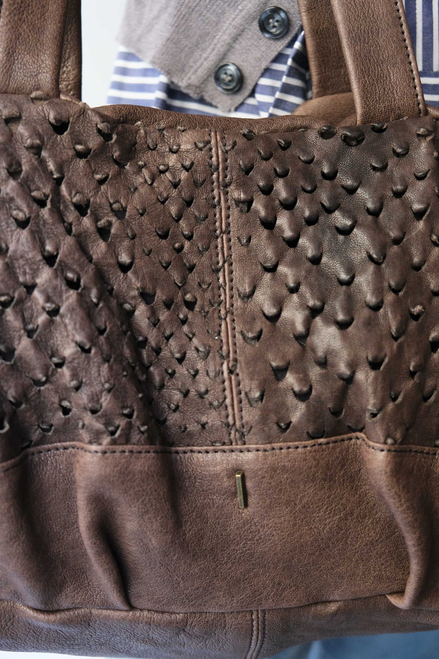 PRE ORDER discount 15%-Betty tote in brown perforated nappa leather - use code PREORDER15 - ESTIMATED DELIVERY SEPTEMBER 15- Made in Italy -