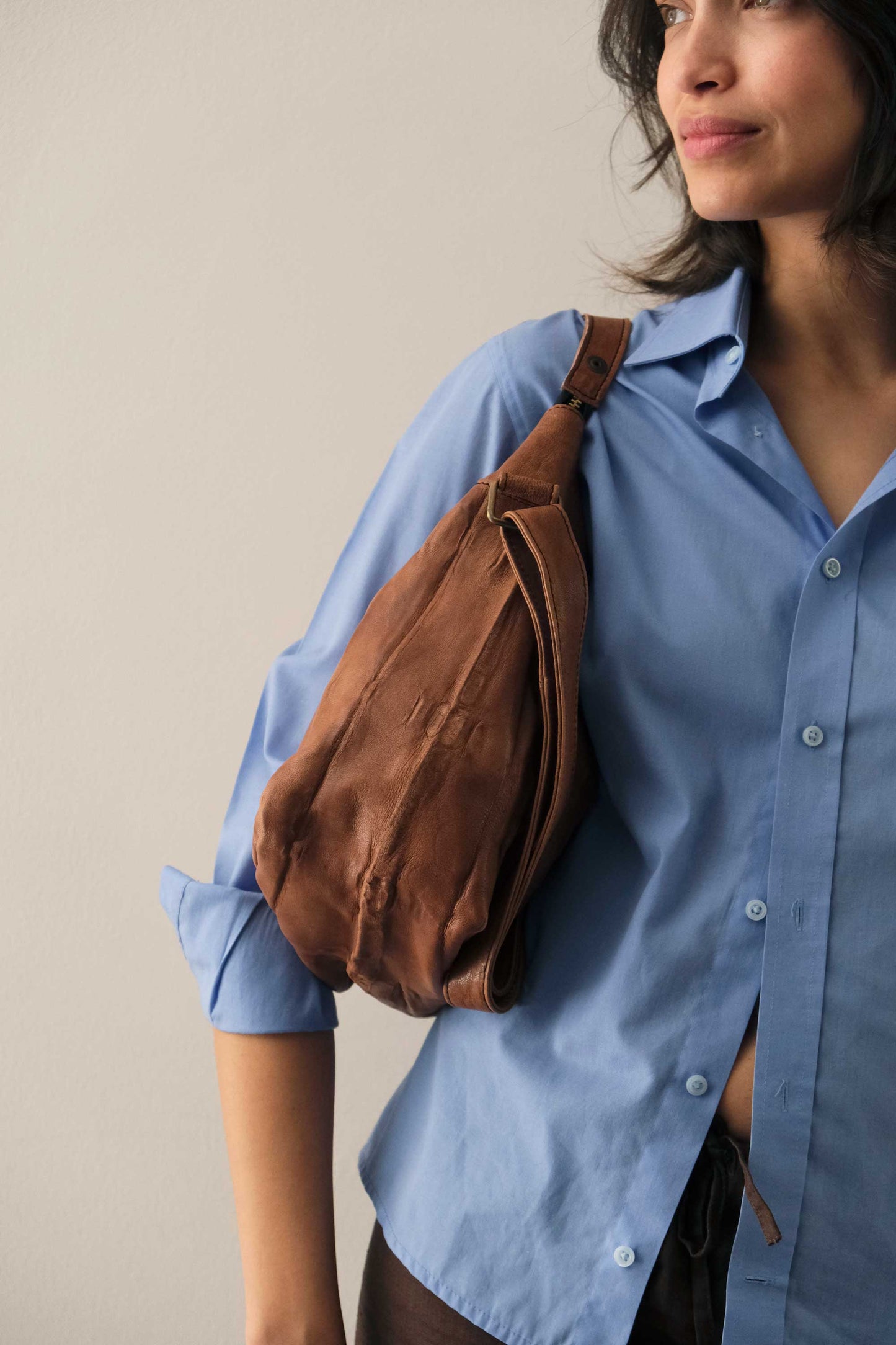 Chicca hobo bag in morbida nappa lomé cioccolato - Made in Italy -