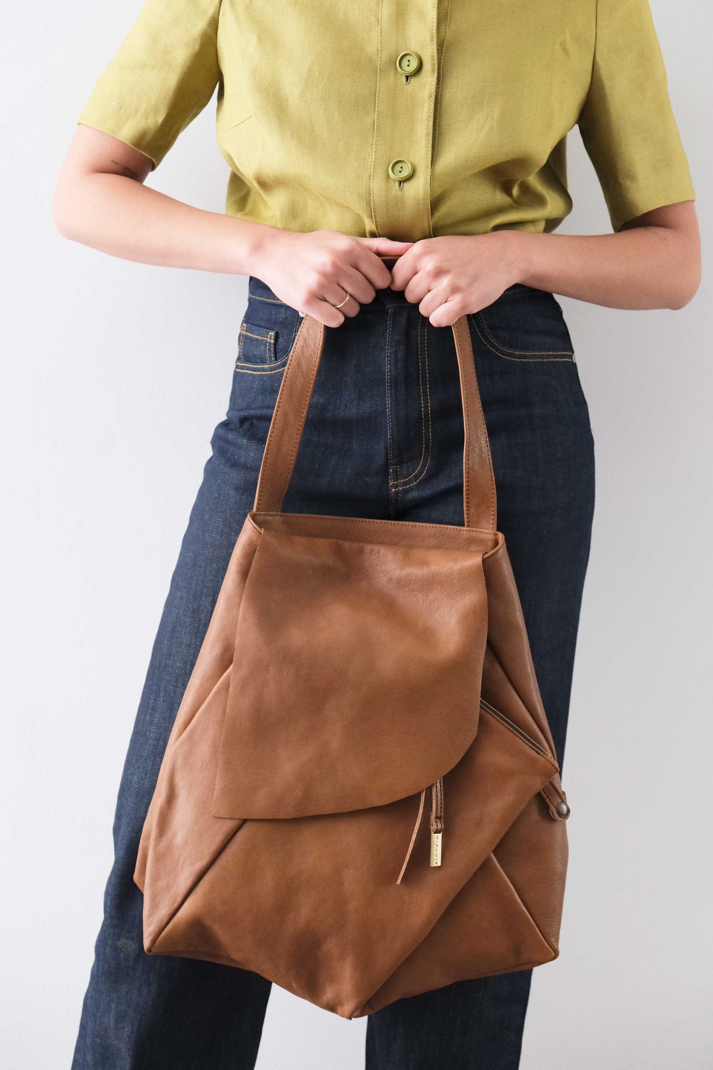 Ferdi tote bag in cognac nappa leather - Made in Italy -