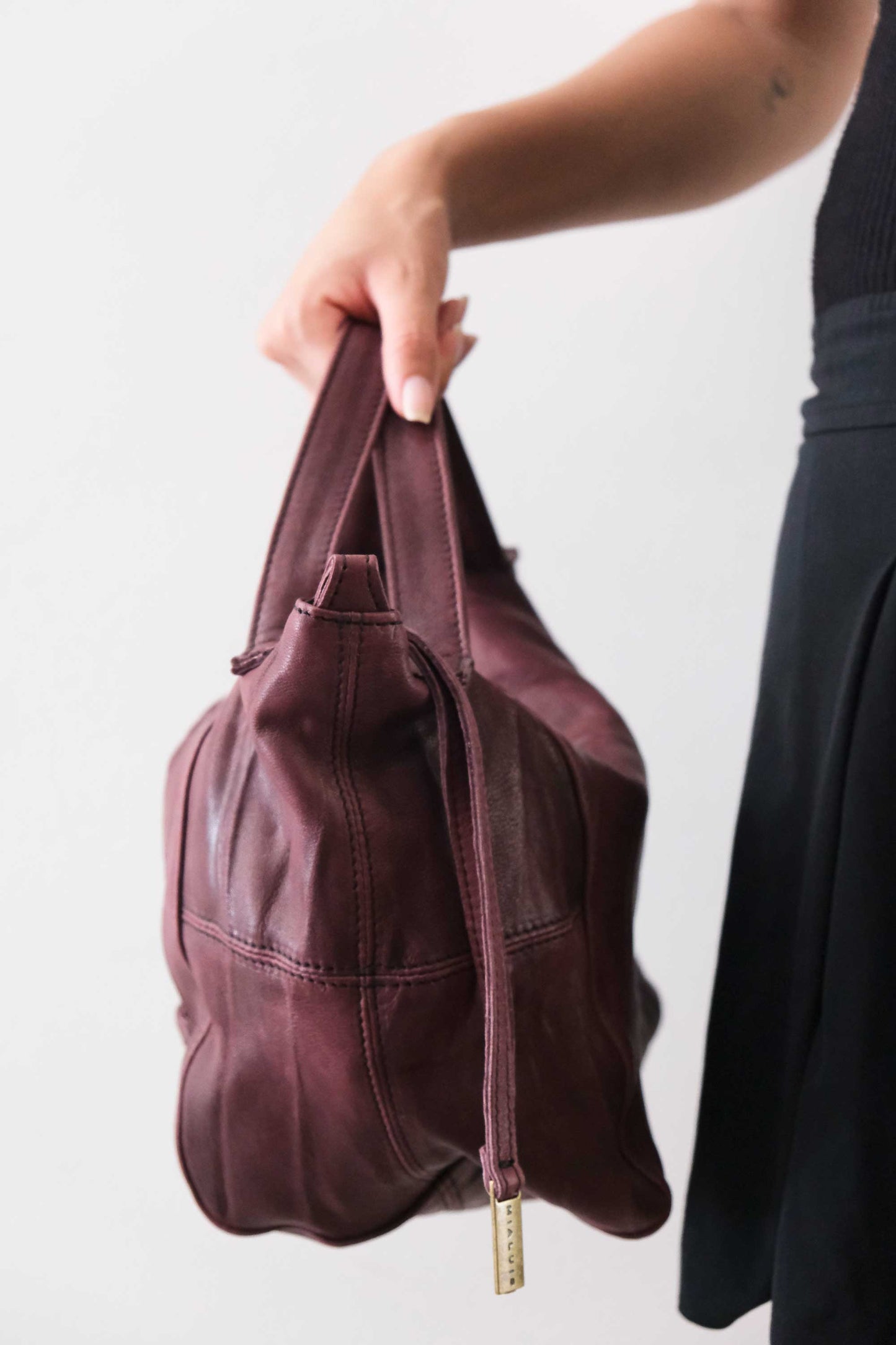 PRE ORDER discount 15%- Marty bag in plum soft washed nappa lome - use code PREORDER15 - ESTIMATED DELIVERY SEPTEMBER 15- Made in Italy -
