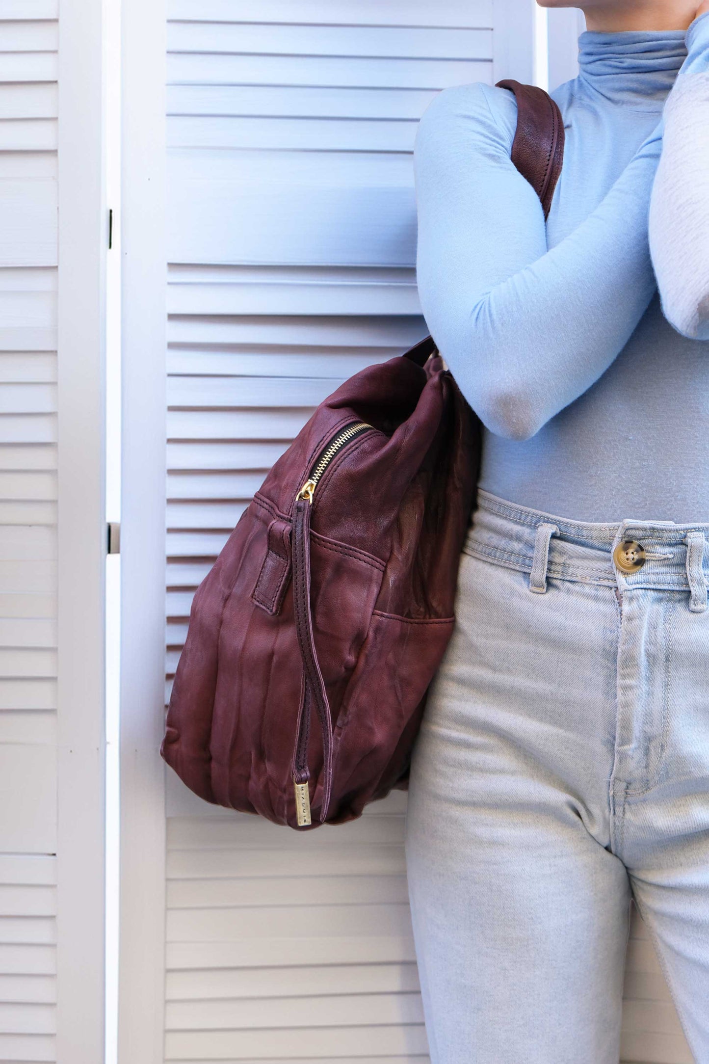 Riri tote bag in soft nappa lomé plum - Made in Italy -