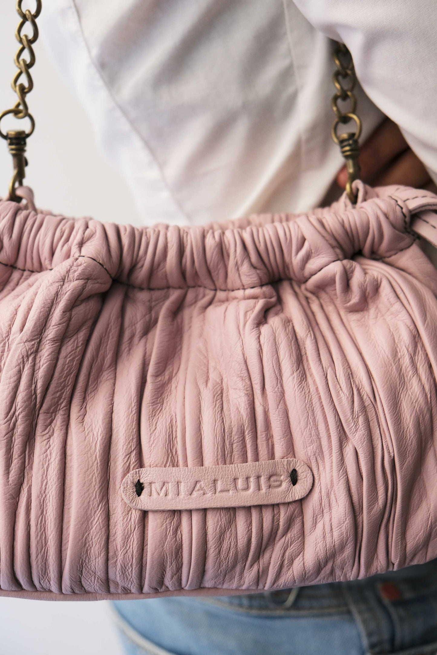 Agnes mini pochette in orchid pleated leather - Made in Italy -