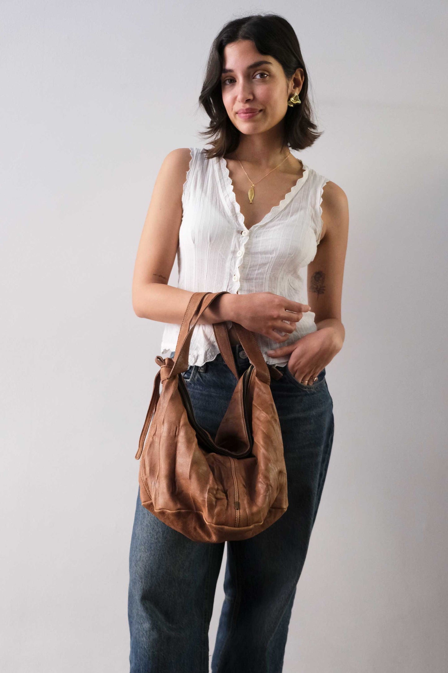 Carola bag cioccolato morbida nappa lomè - Made in Italy -