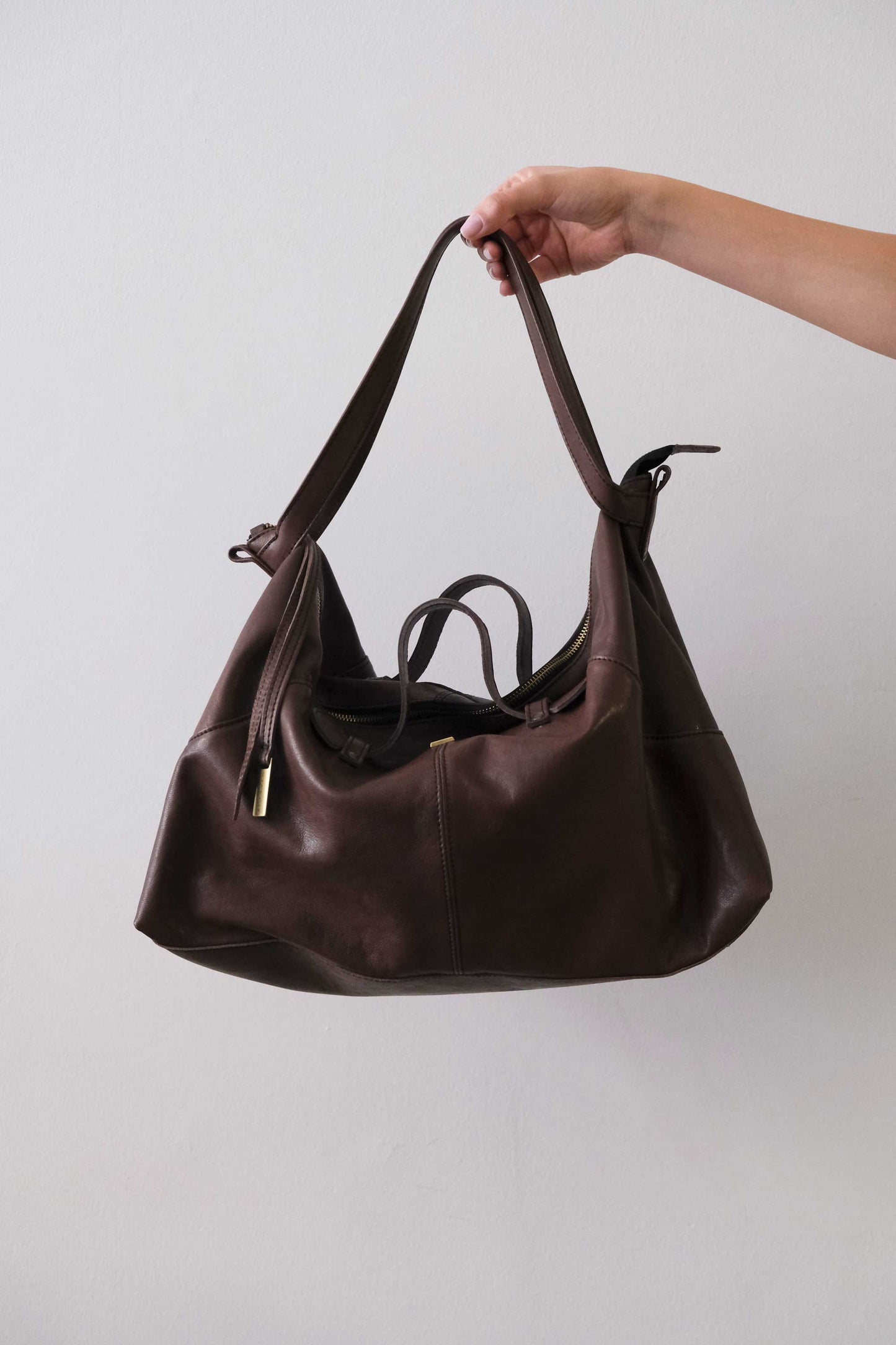 Cloudy borsa a tracolla in pelle nappa marrone - Made in Italy-