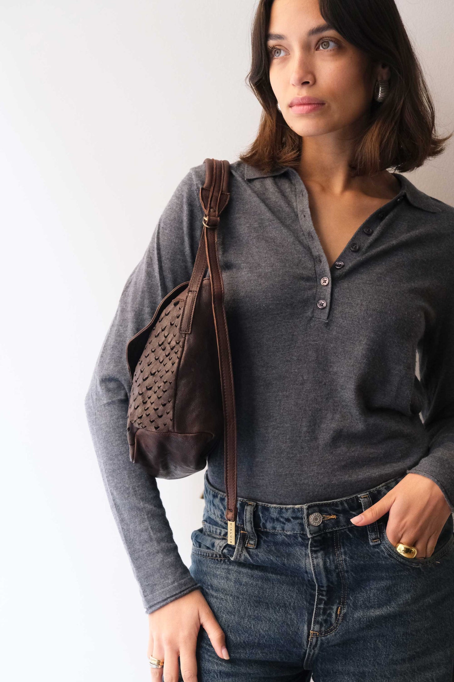 PRE ORDER discount 15%-Do saddle bag in brown perforated leather - use code PREORDER15 - ESTIMATED DELIVERY SEPTEMBER 15- Made in Italy -