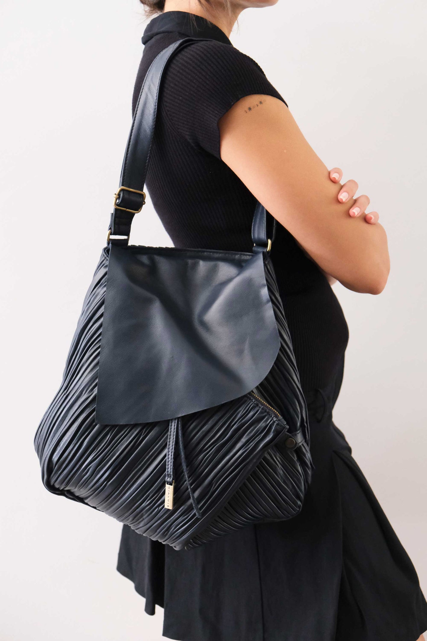 PRE ORDER discount 15%-Gabri tote bag in pleated navy colour nappa leather - use code PREORDER15 - ESTIMATED DELIVERY SEPTEMBER 15- Made in Italy -