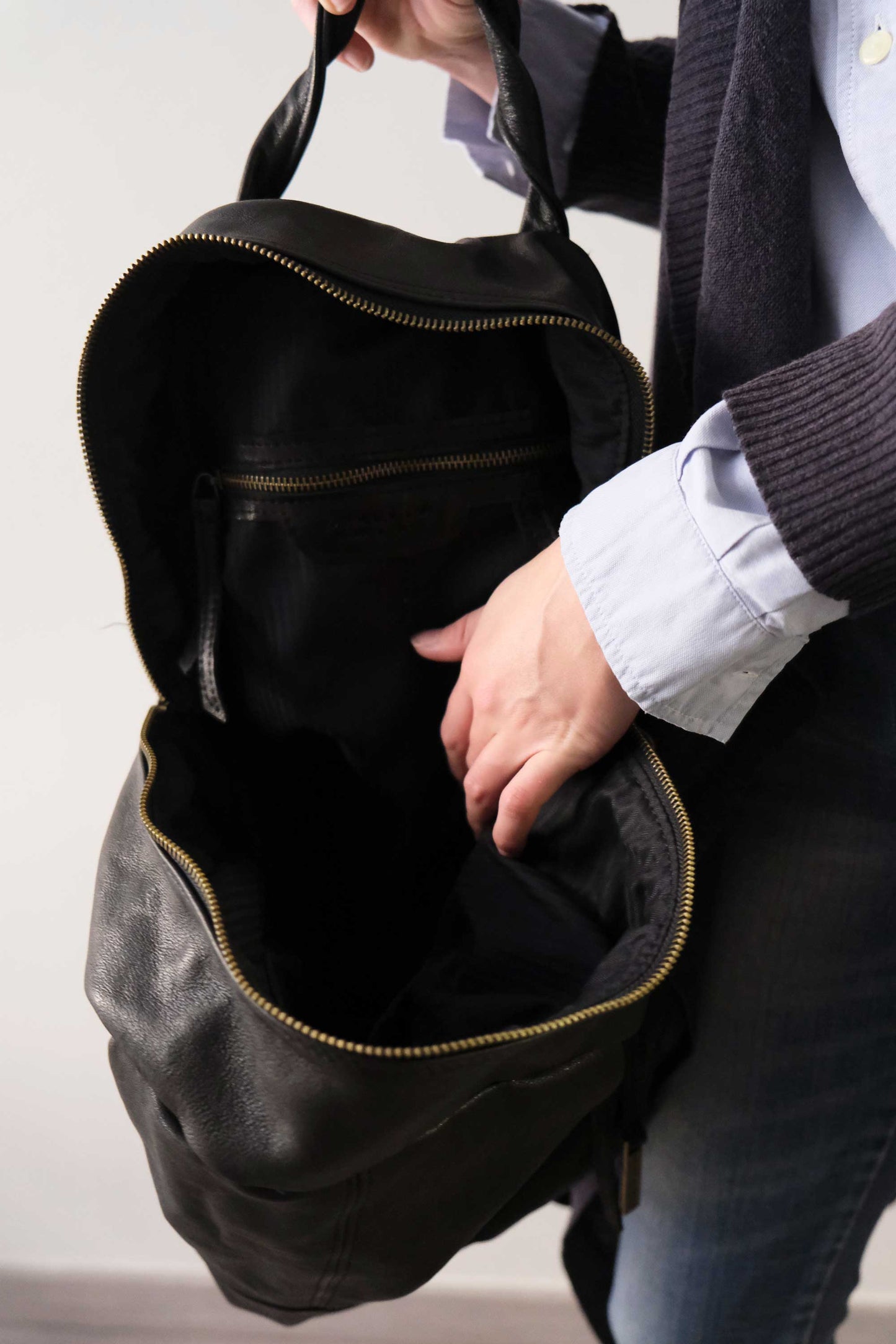 Nerina backpack in black nappa leather - Made in Italy -