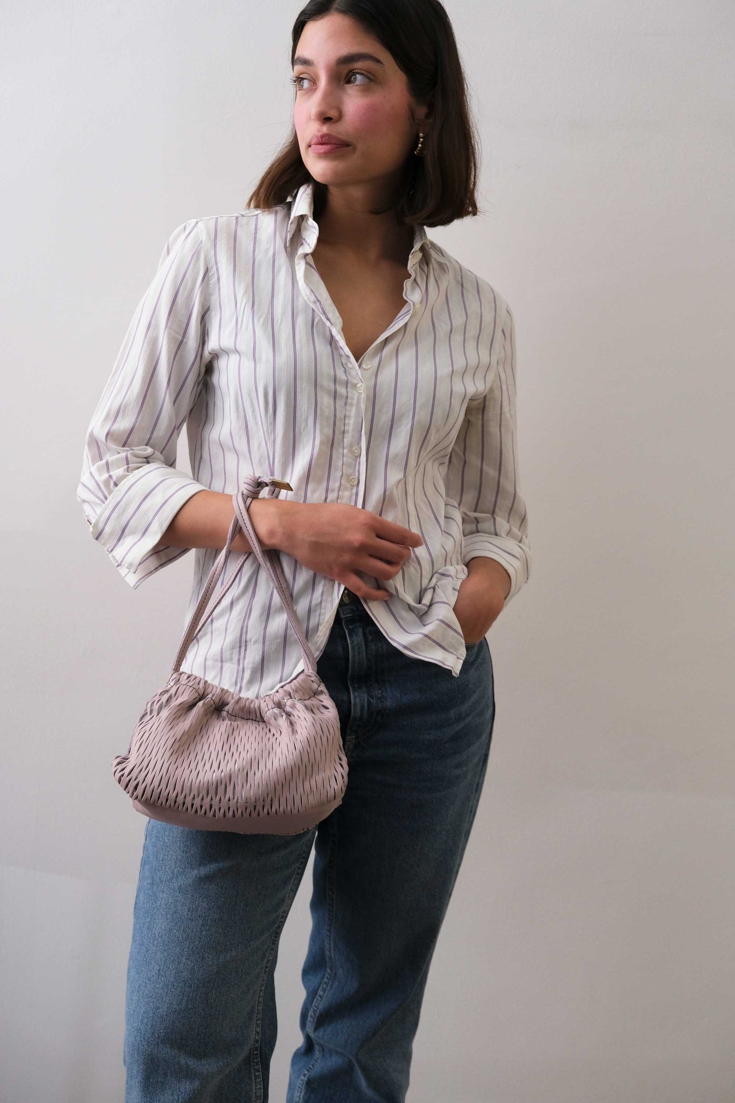 Agnes mini pochette in orchid perforated leather - Made in Italy -