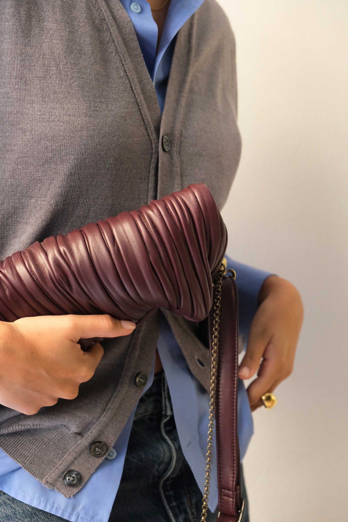 PRE ORDER discount 15%-Chicca Media hobo bag in plum pleated leather - use code PREORDER15 - ESTIMATED DELIVERY SEPTEMBER 15- Made in Italy -