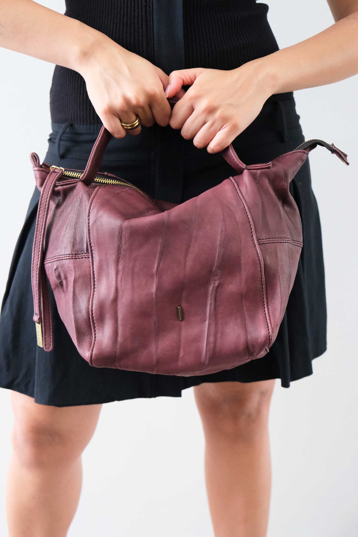 PRE ORDER discount 15%- Marty bag in plum soft washed nappa lome - use code PREORDER15 - ESTIMATED DELIVERY SEPTEMBER 15- Made in Italy -