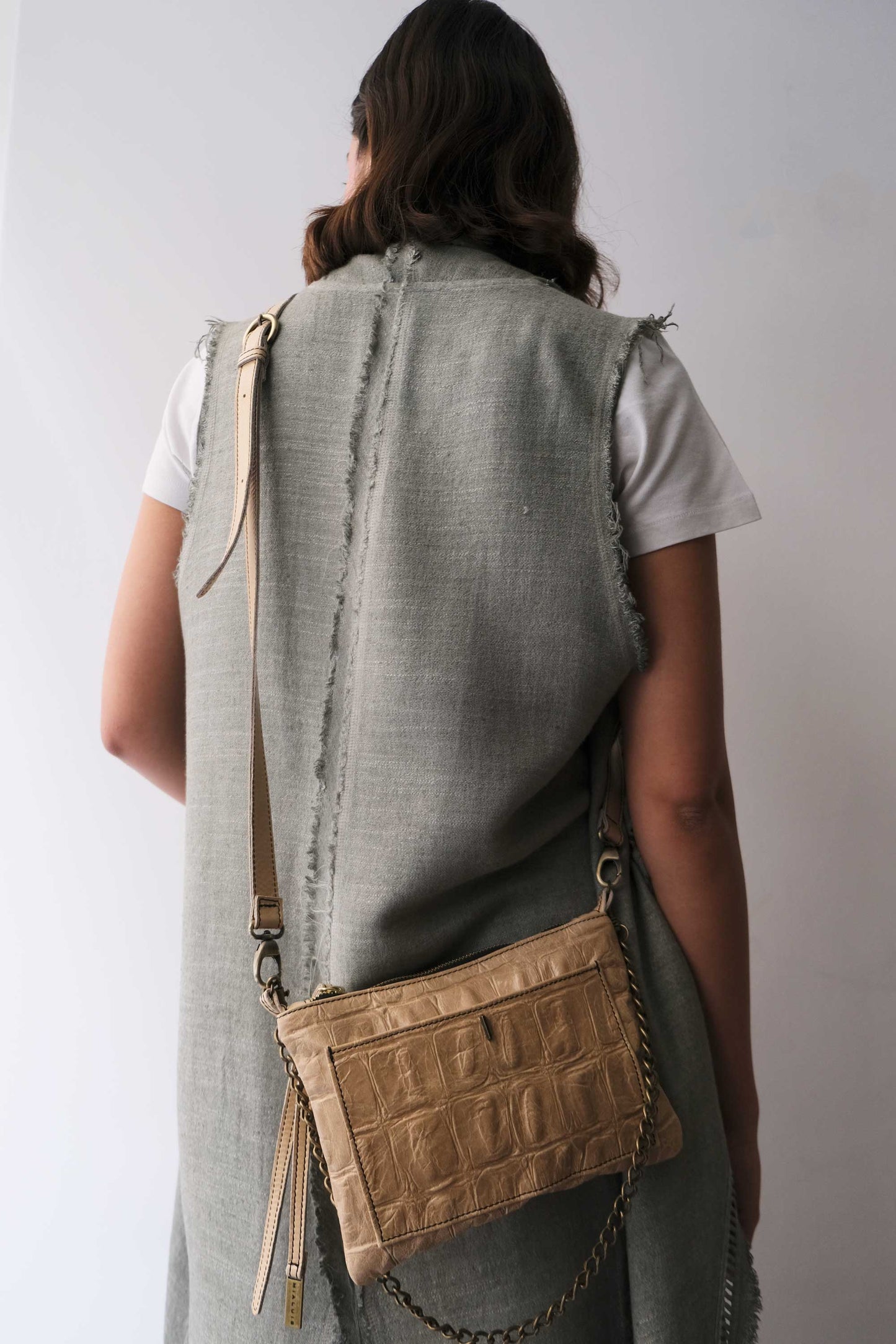 Pochette Mikin in vitello nocciola - Made in Italy-