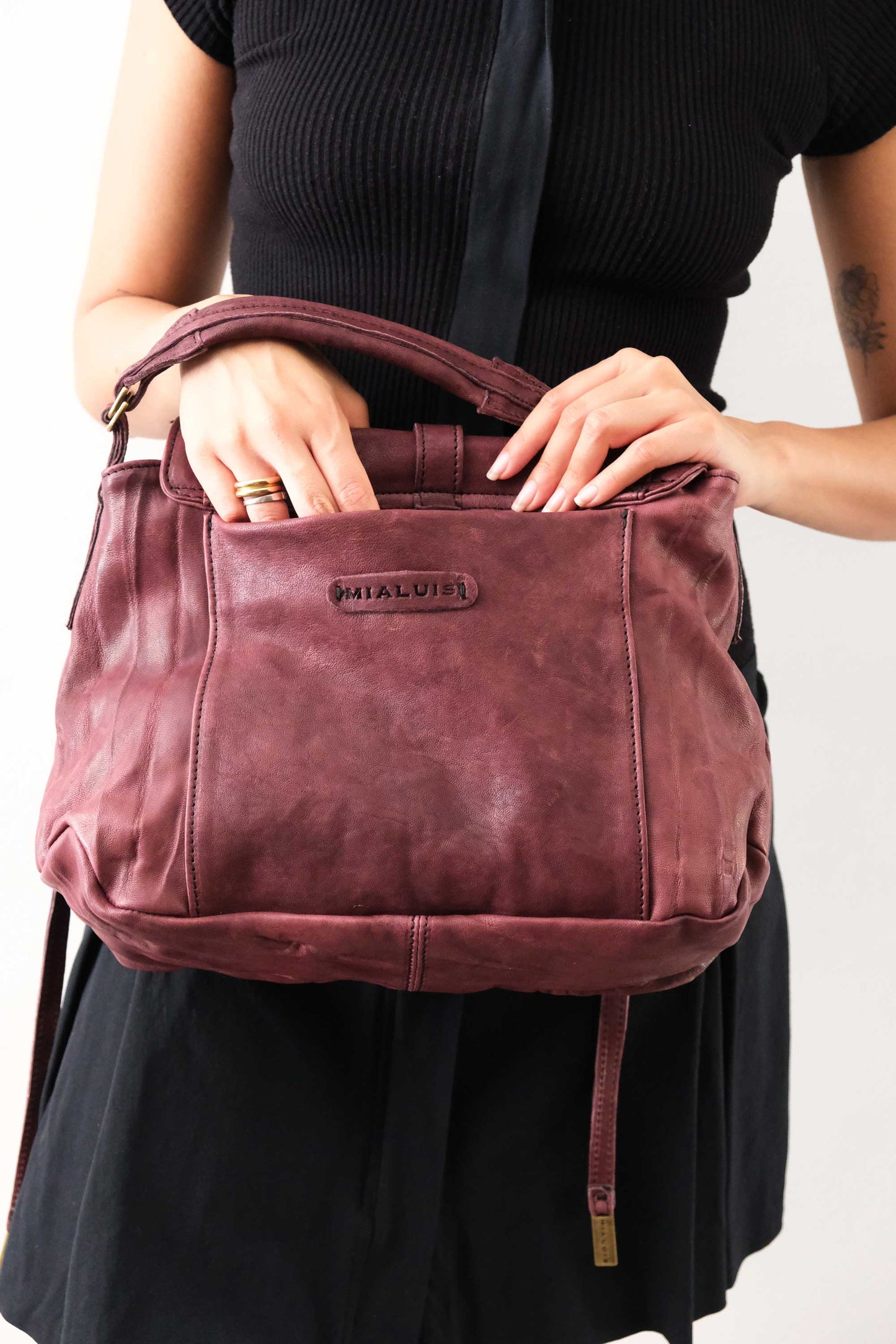 PRE ORDER discount 15%-Do saddle bag in plum soft nappa lomé - use code PREORDER15 - ESTIMATED DELIVERY SEPTEMBER 15- Made in Italy -