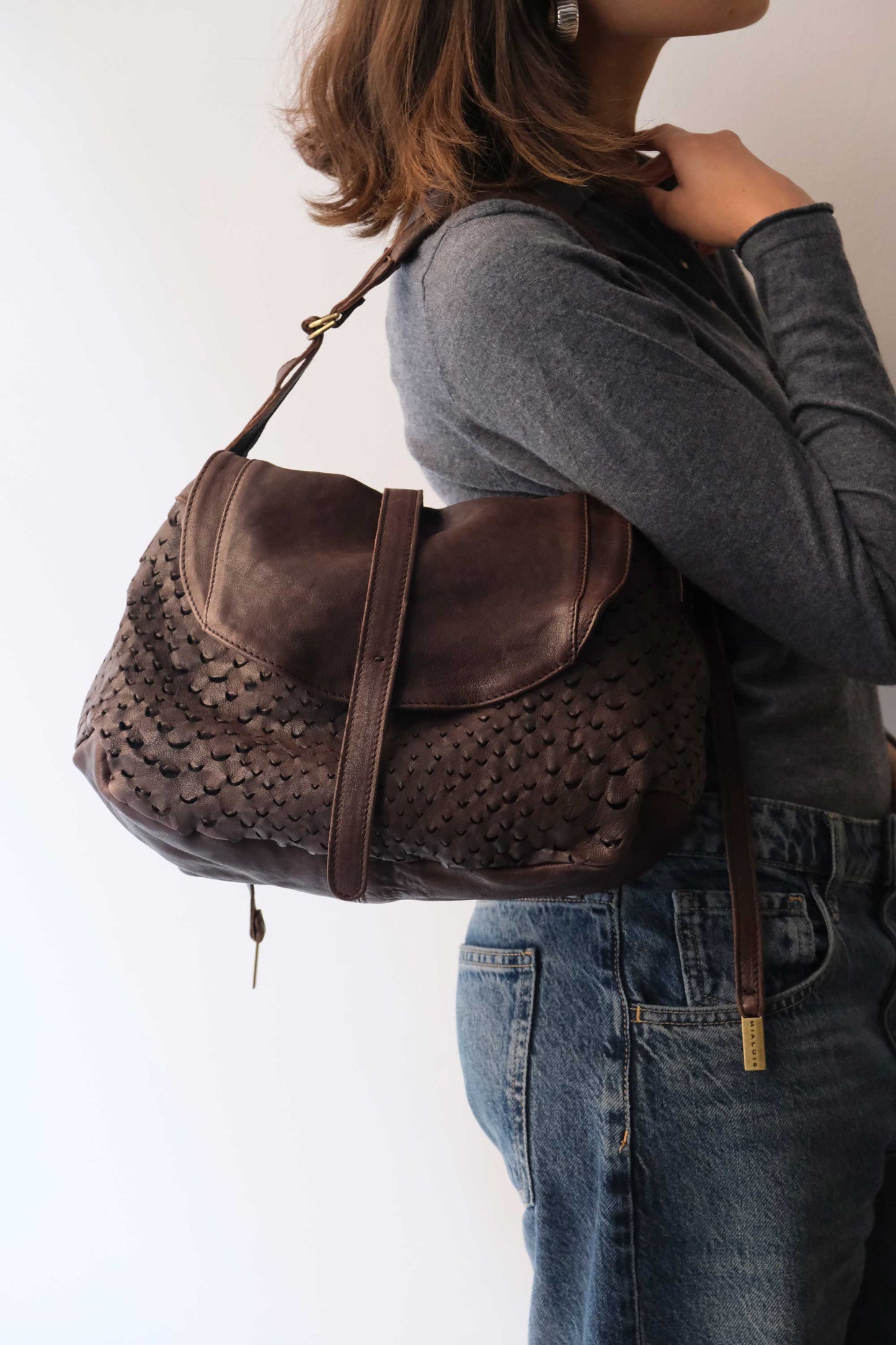 PRE ORDER discount 15%-Do saddle bag in brown perforated leather - use code PREORDER15 - ESTIMATED DELIVERY SEPTEMBER 15- Made in Italy -