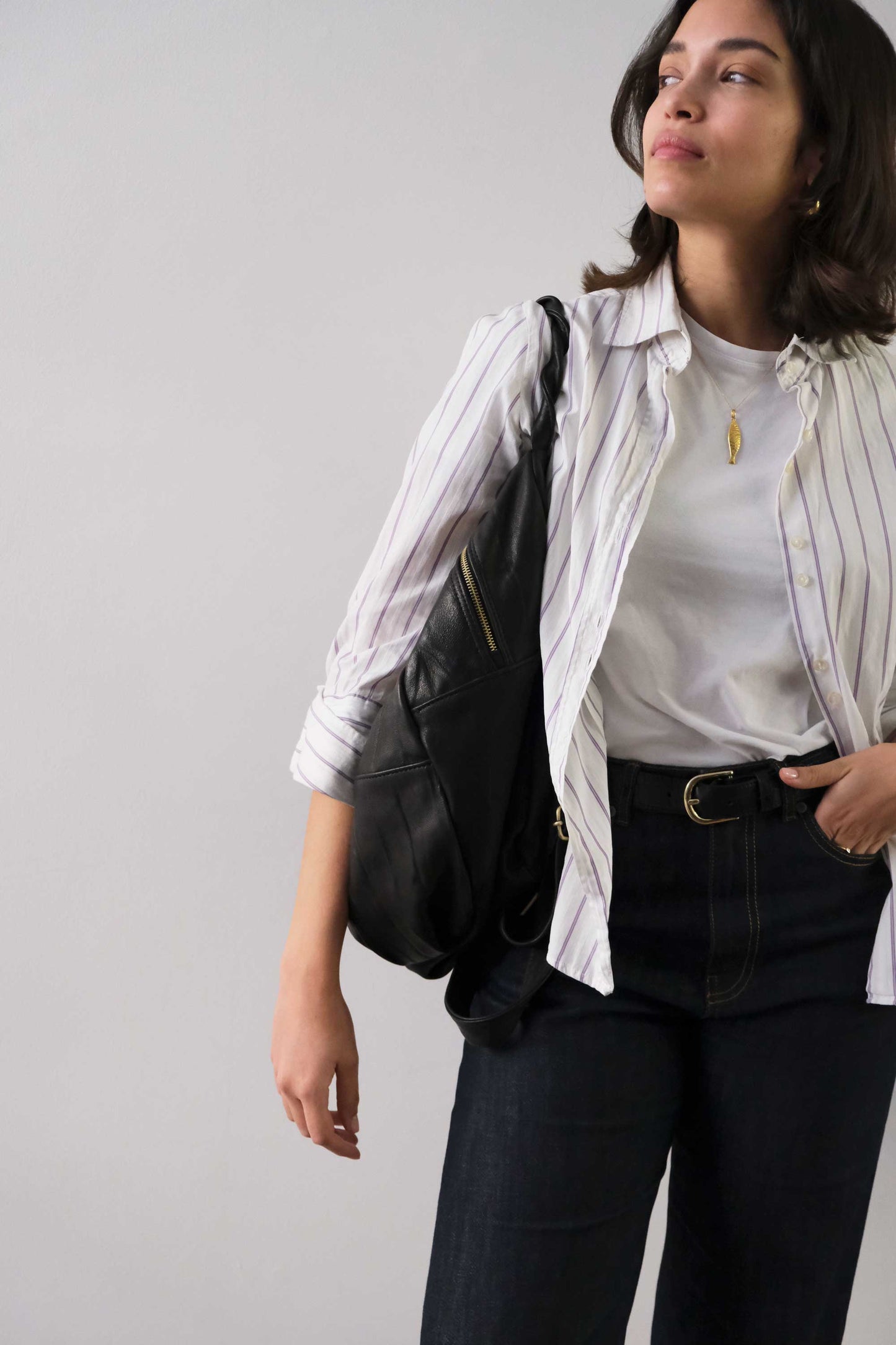 Nerina zaino in pelle nera nappa lomè lavata e morbida - Made in Italy -