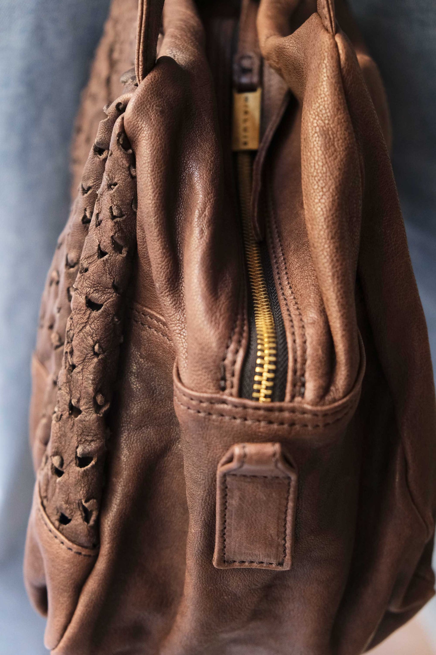 PRE ORDER discount 15%-Betty tote in brown perforated nappa leather - use code PREORDER15 - ESTIMATED DELIVERY SEPTEMBER 15- Made in Italy -