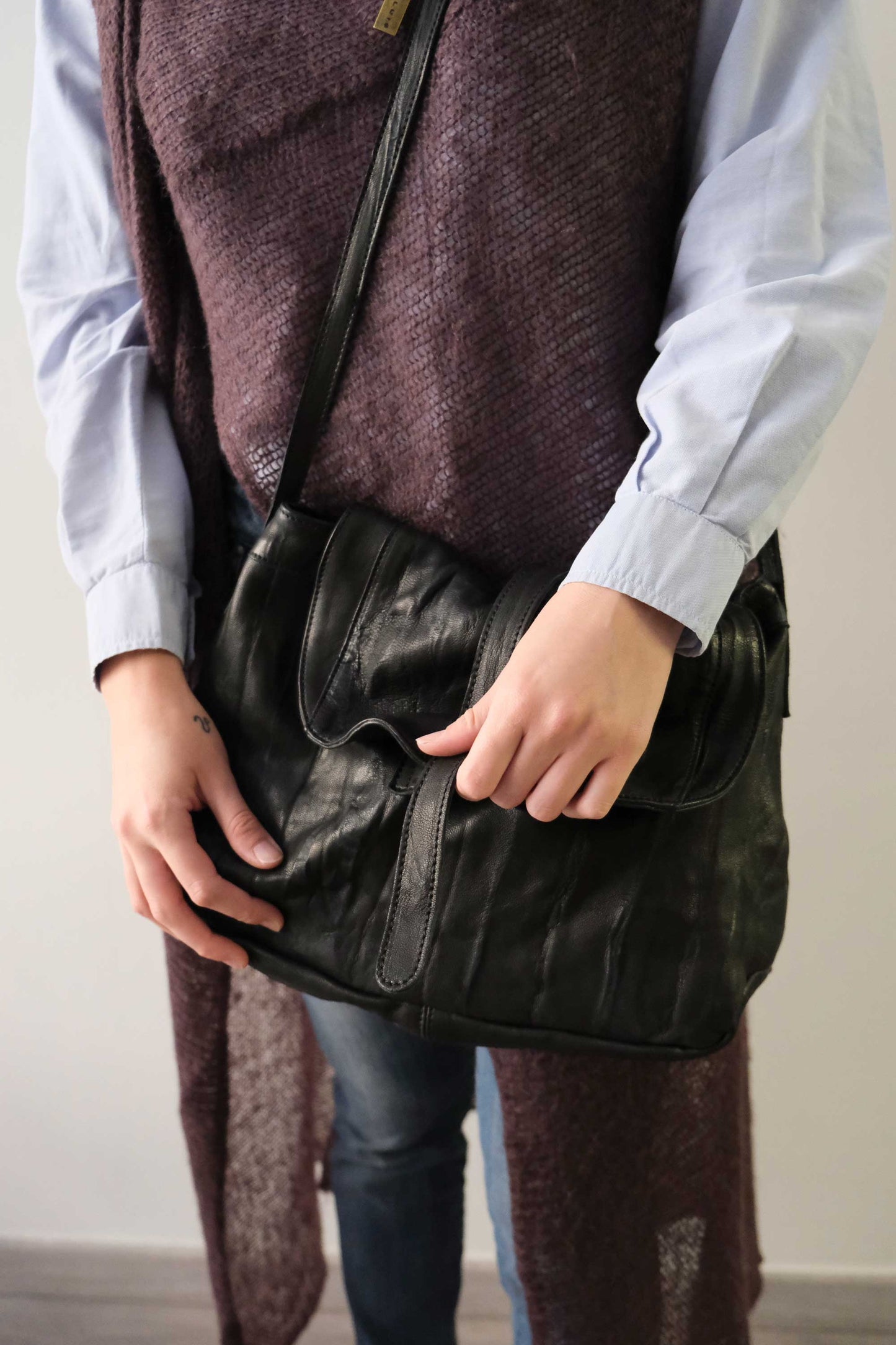 Do saddle bag black in soft nappa lomé - Made in Italy -