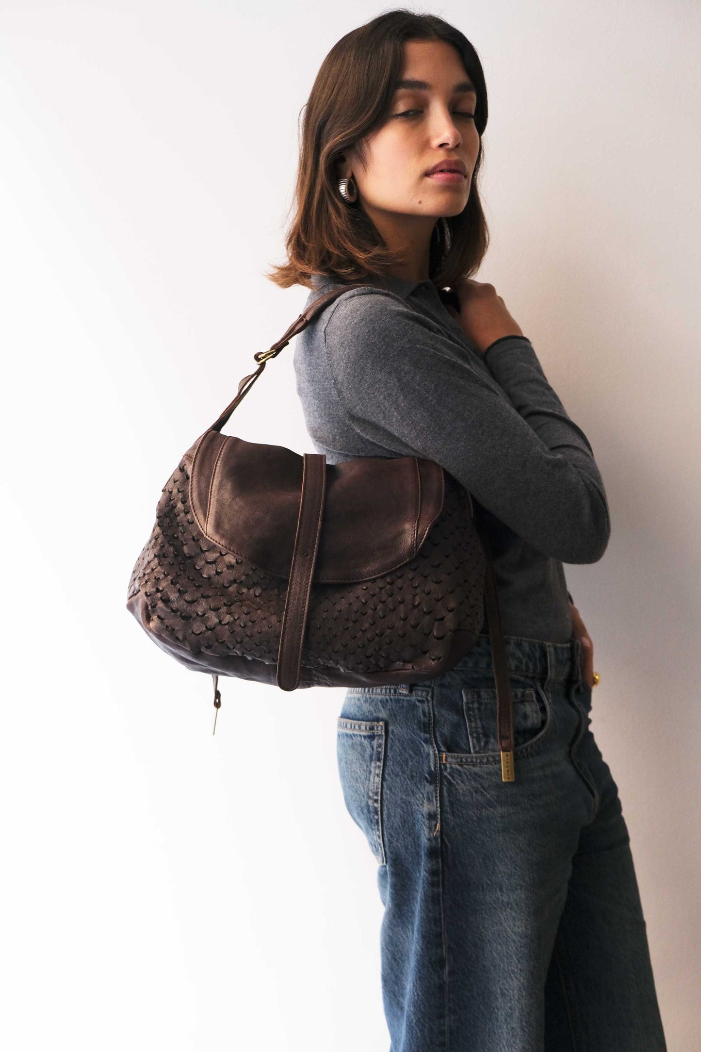 PRE ORDER discount 15%-Do saddle bag in brown perforated leather - use code PREORDER15 - ESTIMATED DELIVERY SEPTEMBER 15- Made in Italy -