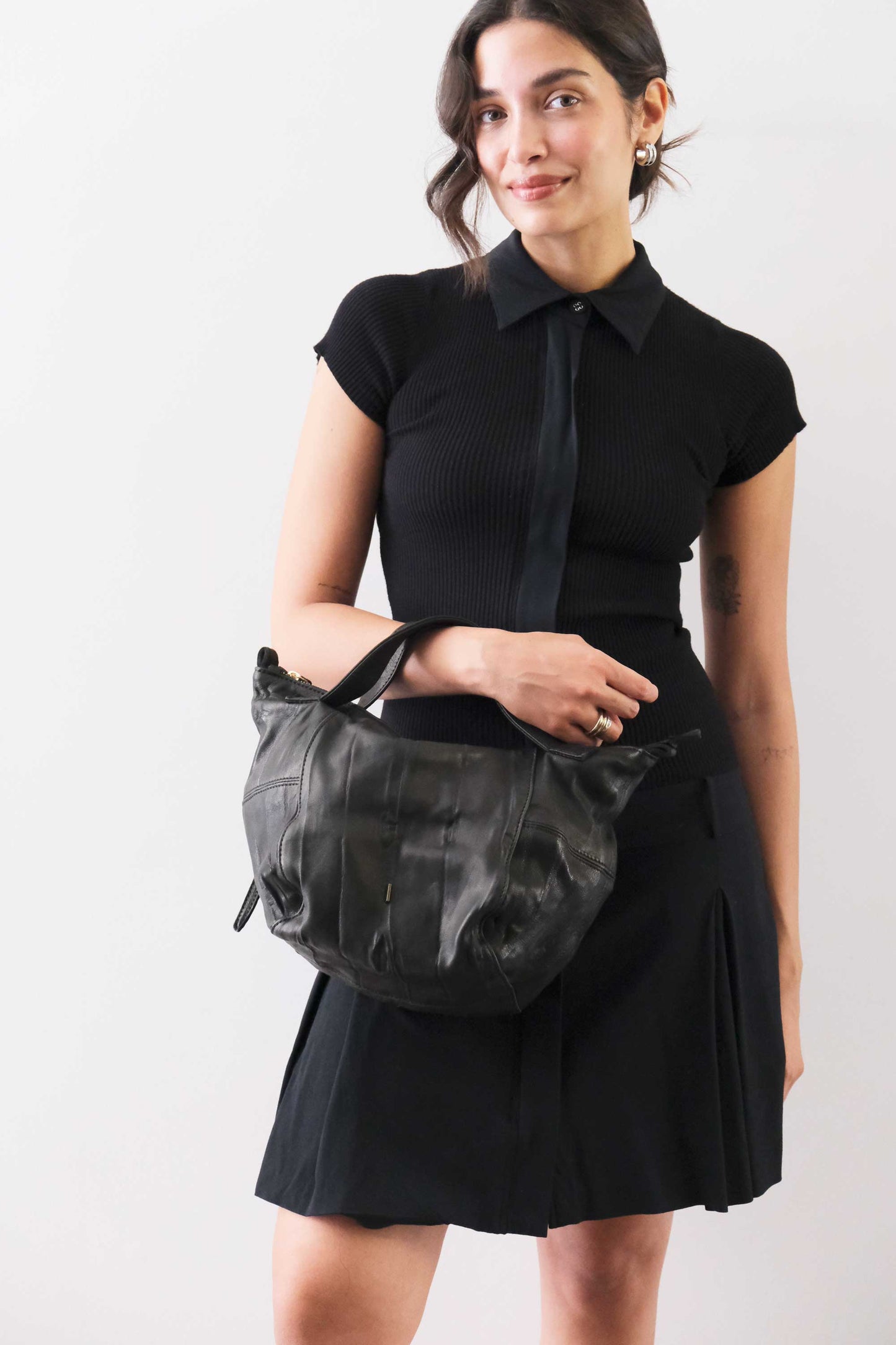 PRE ORDER discount 15%- Marty bag in black soft washed nappa lomè - use code PREORDER15 - ESTIMATED DELIVERY SEPTEMBER 15- Made in Italy -