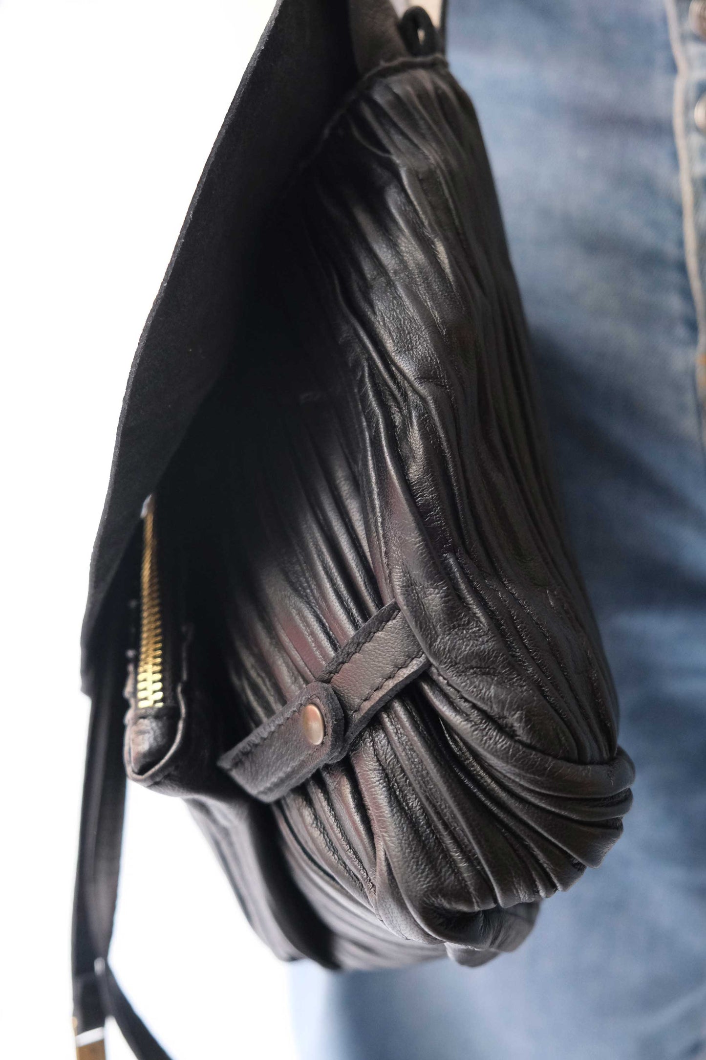 PRE ORDER discount 15%-Minu in pleated black colour leather - use code PREORDER15 - ESTIMATED DELIVERY END SEPTEMBER - Made in Italy -