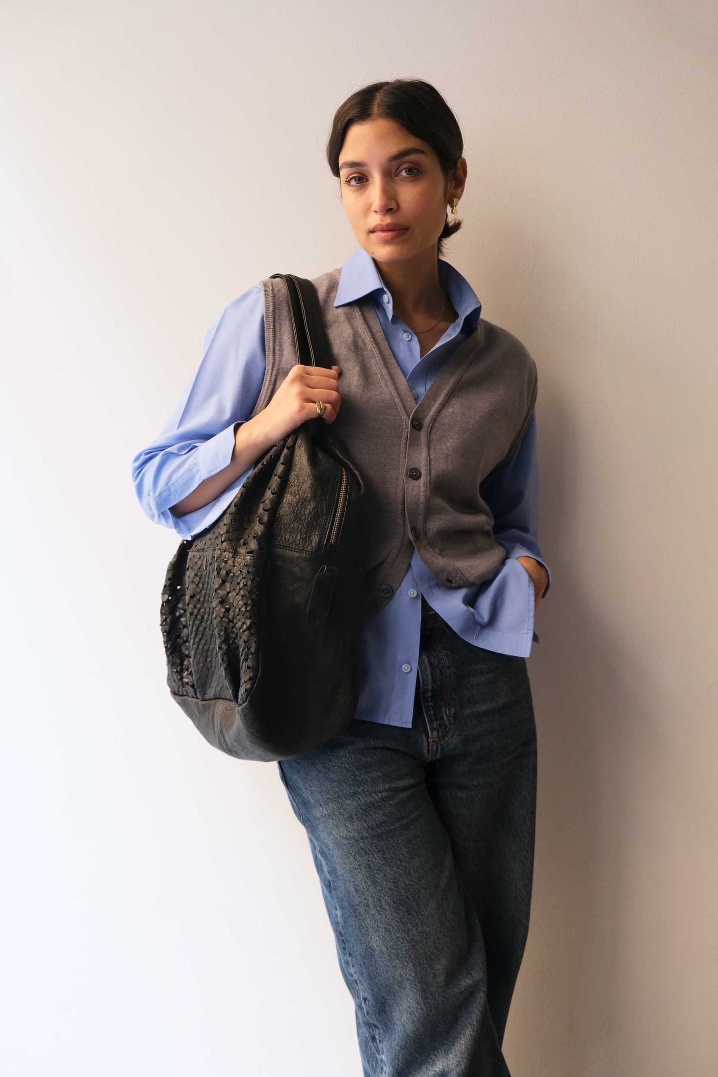 PRE ORDER discount 15%-Riri tote bag in black perforated nappa - use code PREORDER15 - ESTIMATED DELIVERY SEPTEMBER 15- Made in Italy -